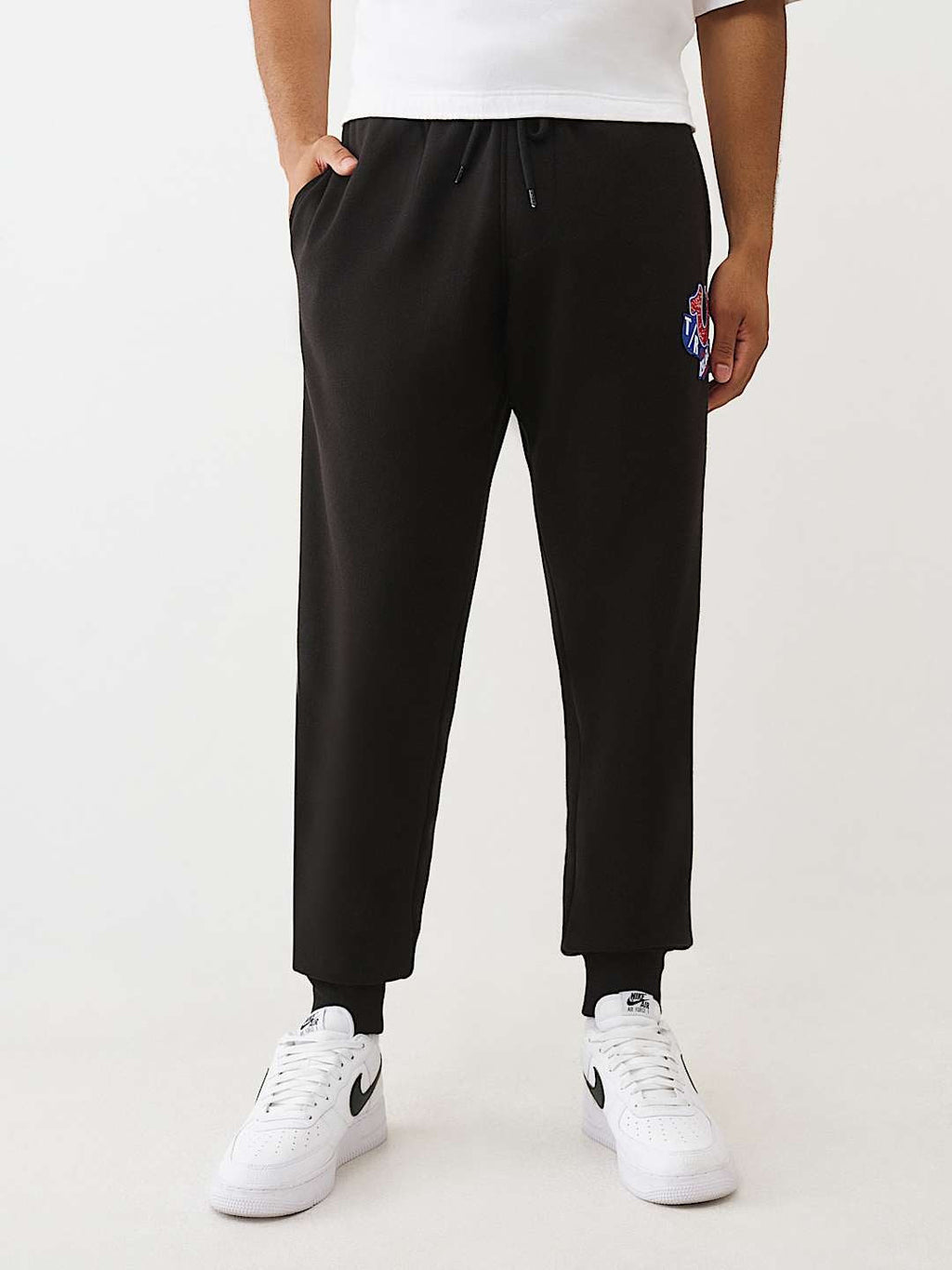 TRUE RELIGION JOGGER EMB PATCH HS JET BLACK