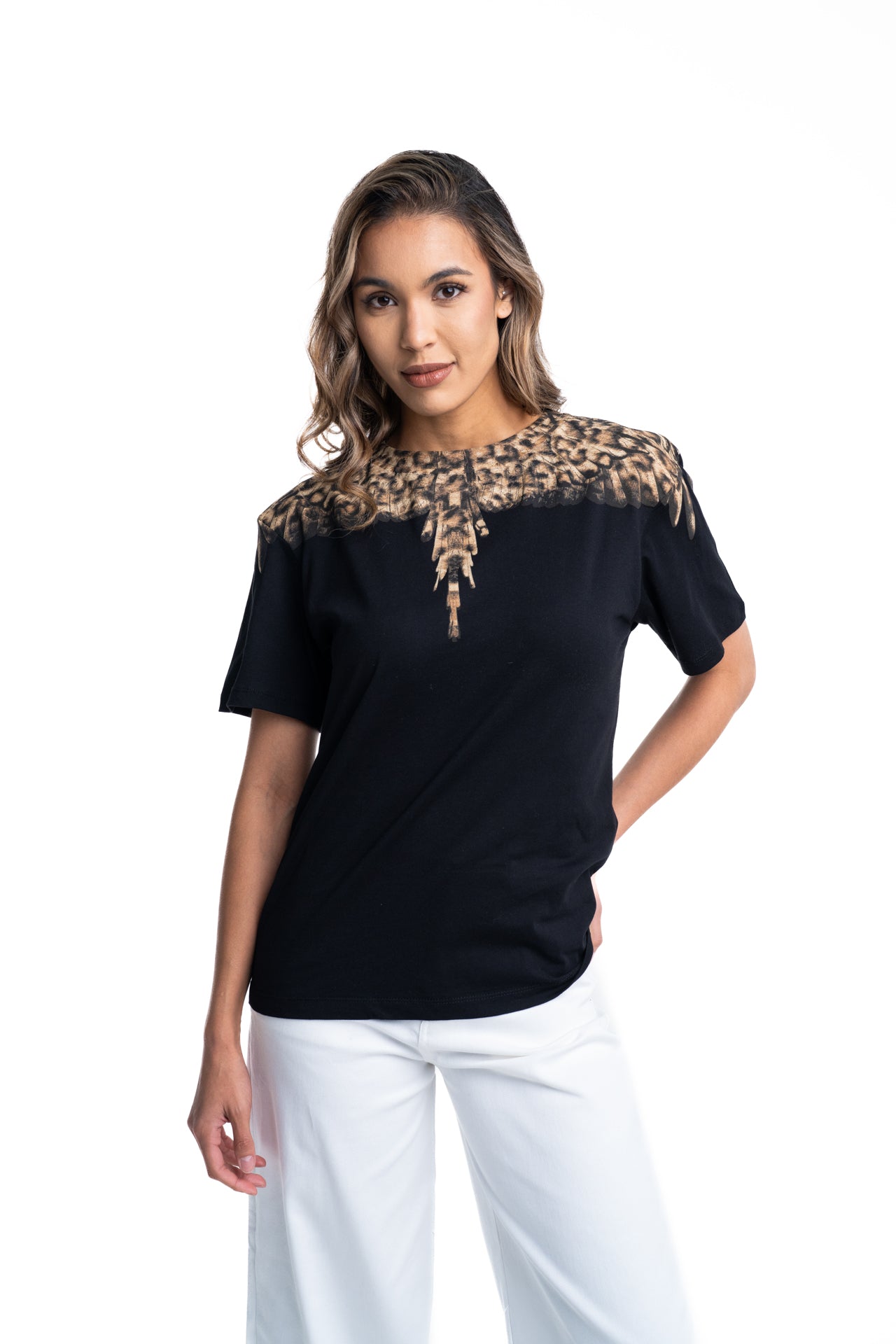 County of Milan Ladies T Shirt | 26ECM30166-Black Animal Print