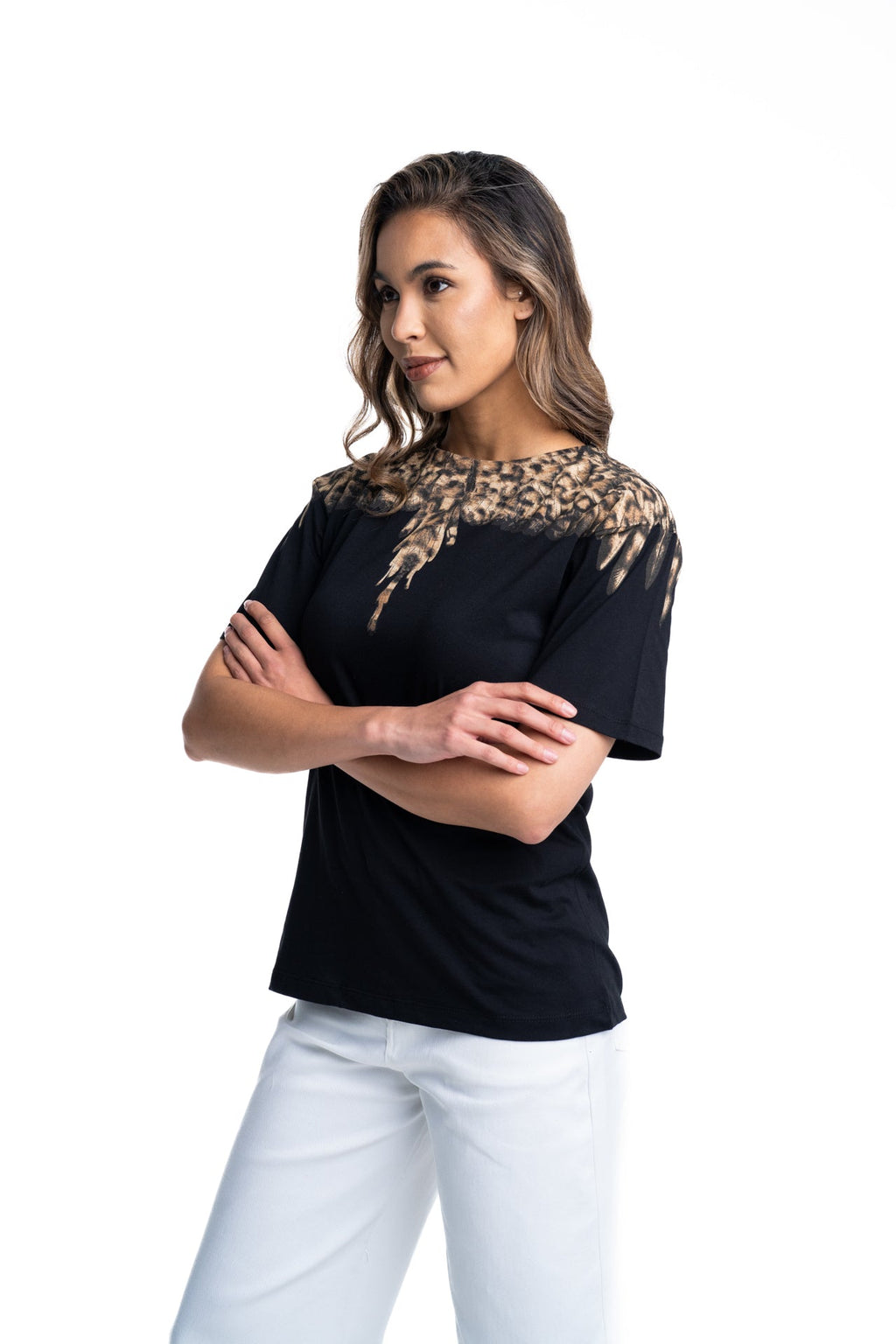County of Milan Ladies T Shirt | 26ECM30166-Black Animal Print