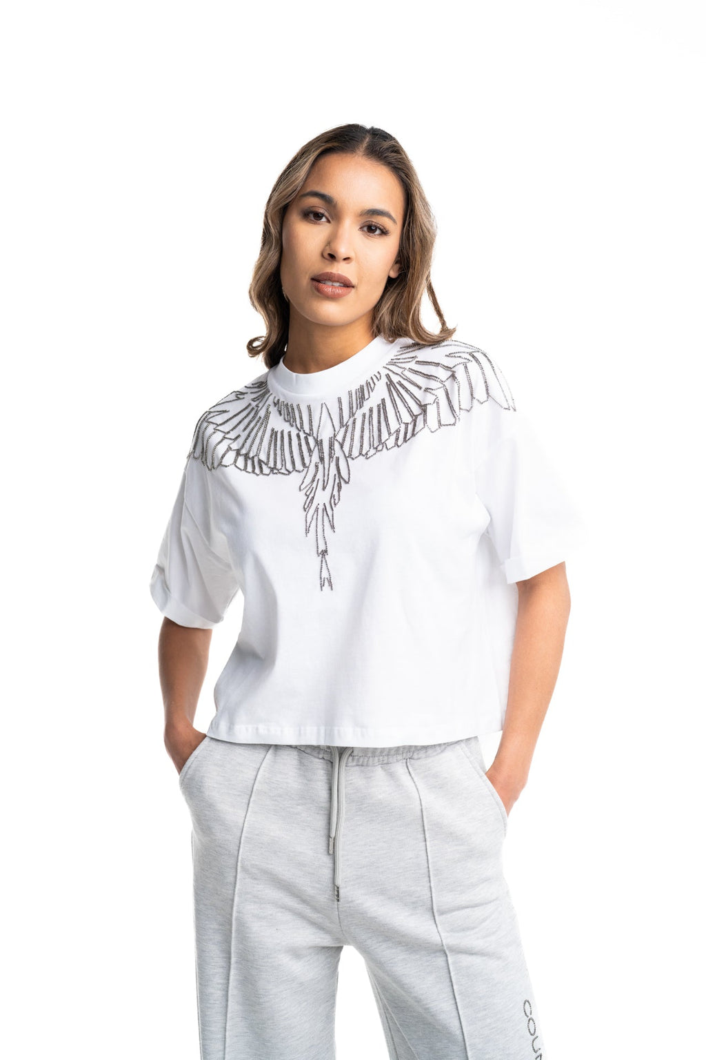 County of Milan Ladies Crop T Shirt| 26ECM30125-White