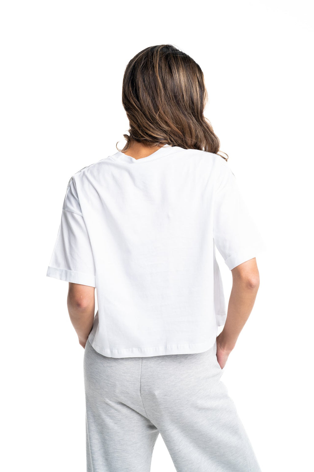County of Milan Ladies Crop T Shirt| 26ECM30125-White
