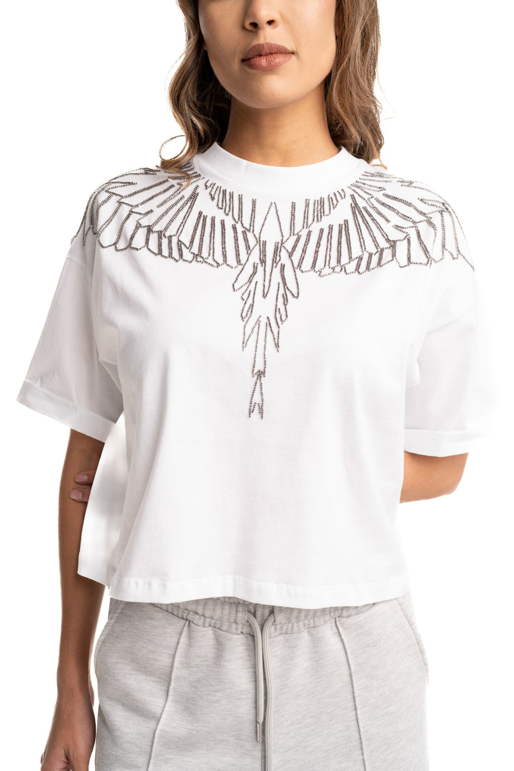 County of Milan Ladies Crop T Shirt| 26ECM30125-White