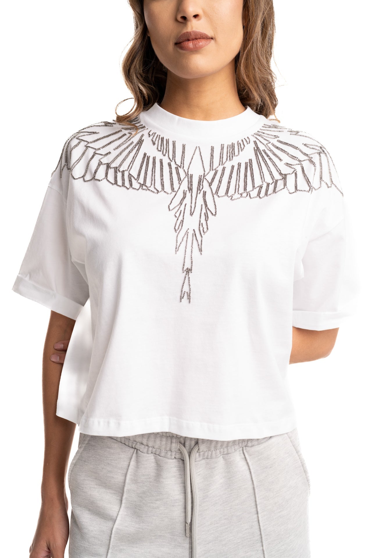 County of Milan Ladies Crop T Shirt| 26ECM30125-White