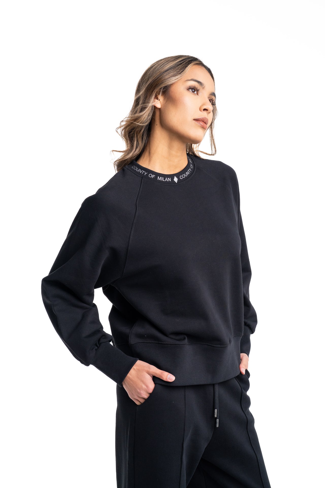 County of Milan Ladies Crewneck Sweater | 26ECM30151-Black