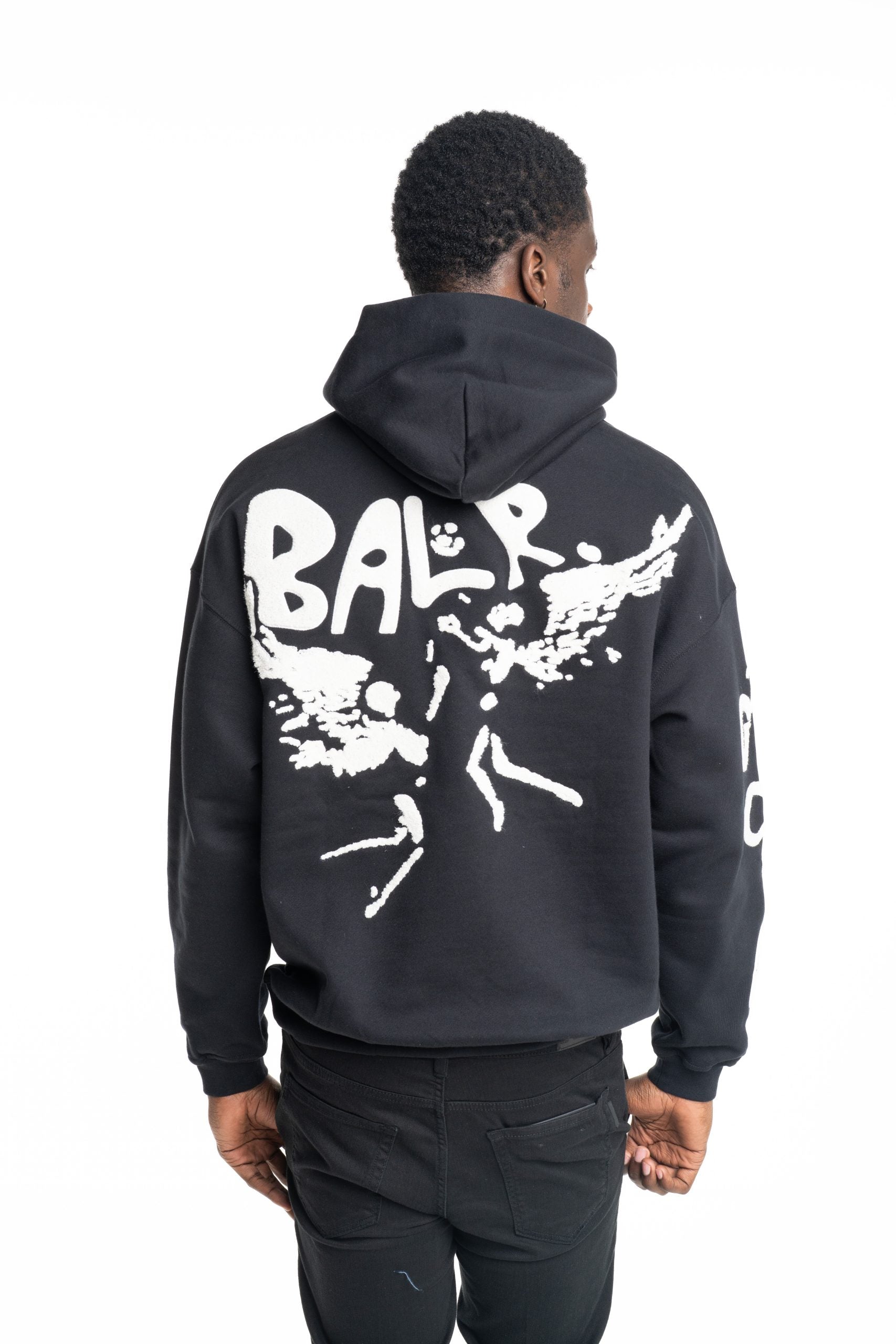 BALR Men's Game of The God's Graffiti Box Fit Hoodie | B1261.1131-Jet Black