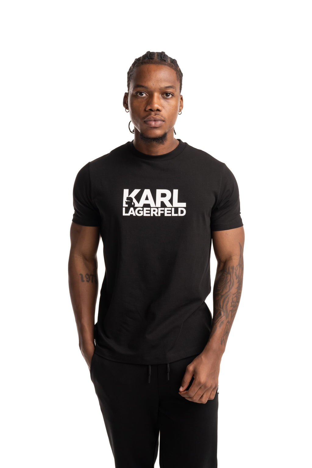 (Core) Karl Lagerfeld Mens Crewneck T Shirt Black | 755780500235-990