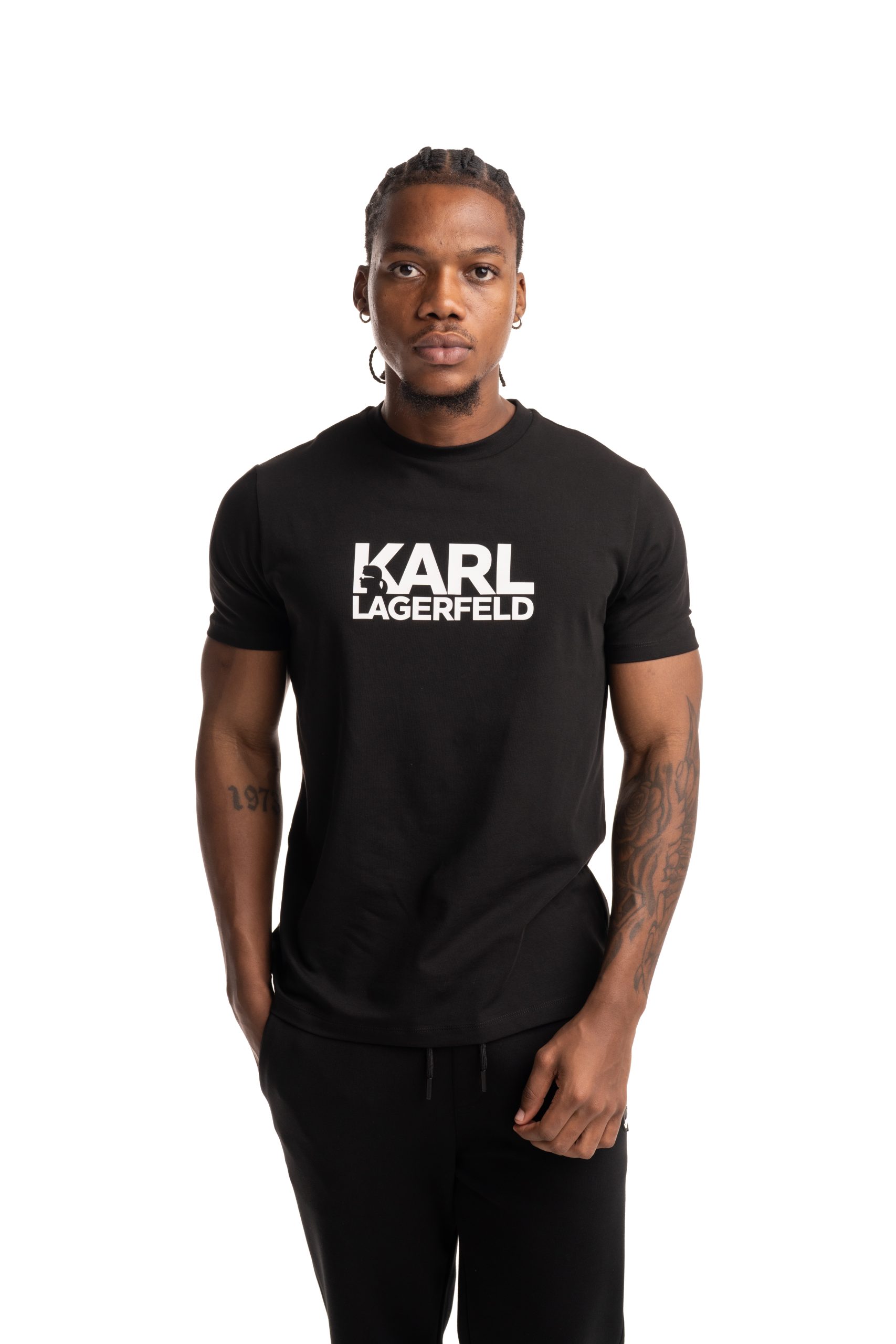 (Core) Karl Lagerfeld Mens Crewneck T Shirt Black | 755780500235-990