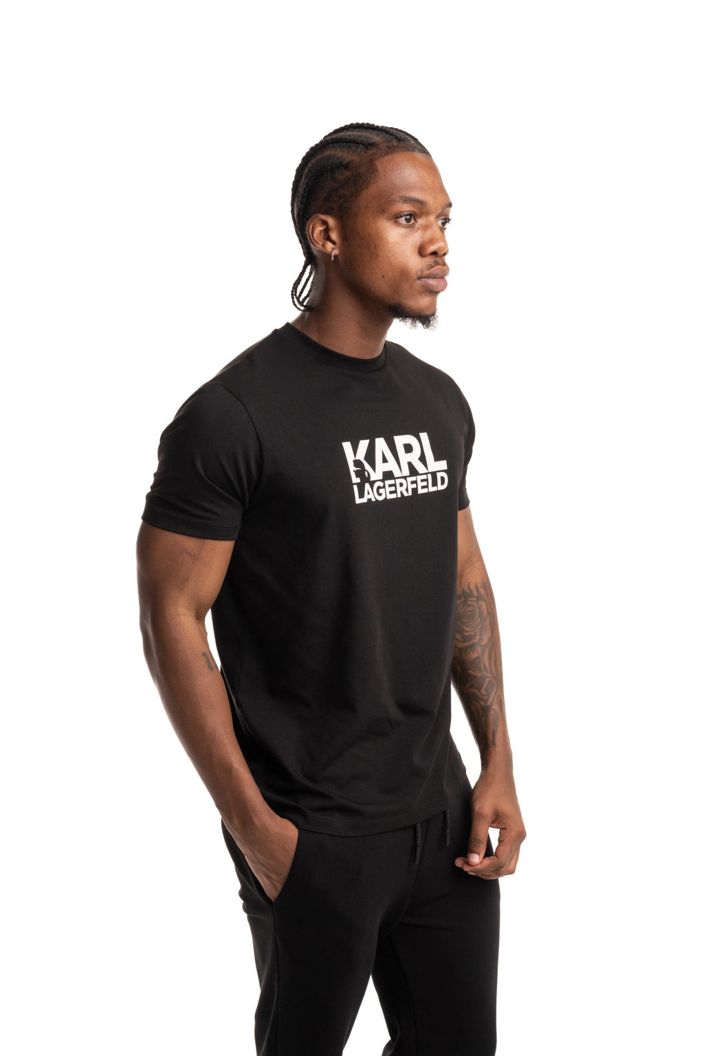 (Core) Karl Lagerfeld Mens Crewneck T Shirt Black | 755780500235-990