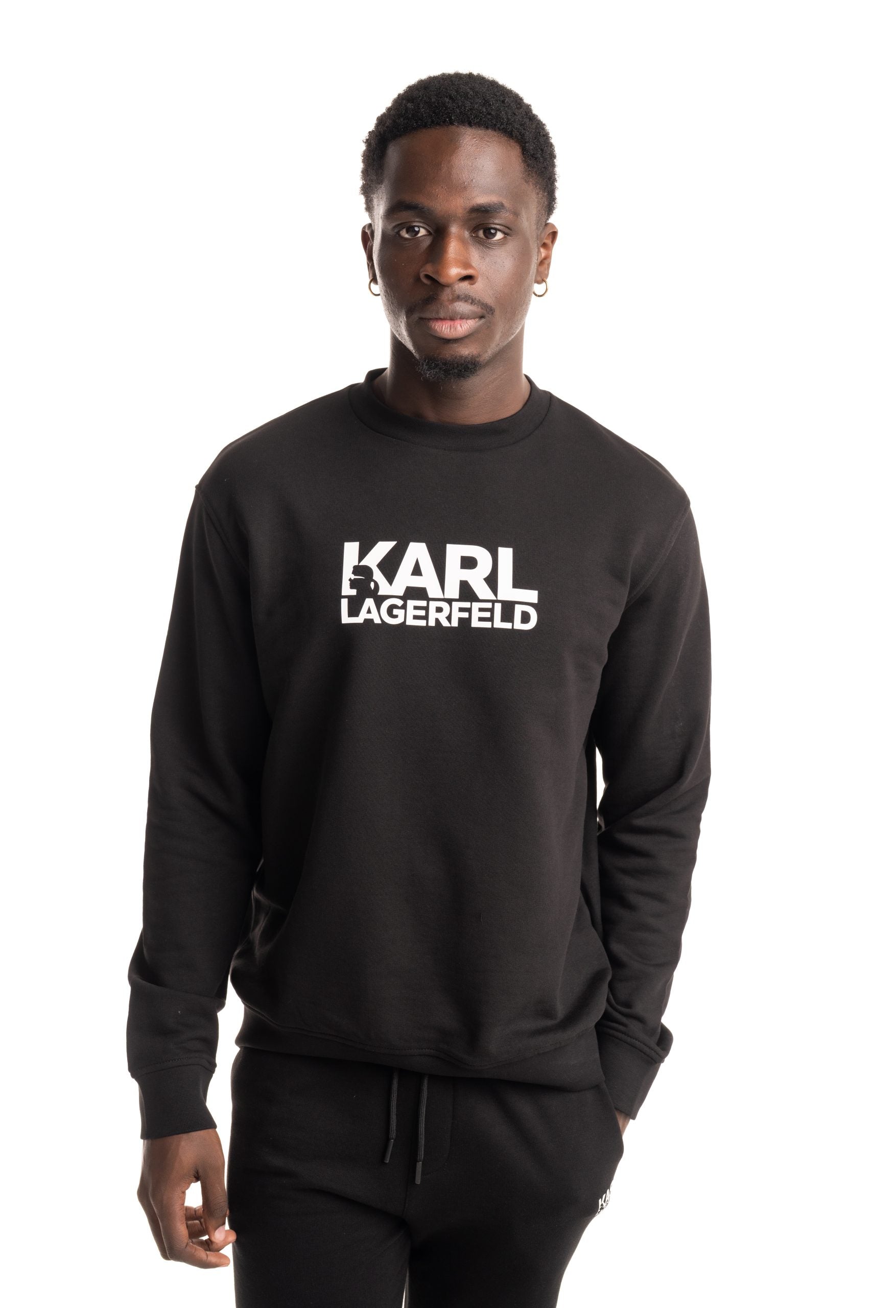 (Core) Karl Lagerfeld Mens Crewneck Sweater Black | 705780500917-990