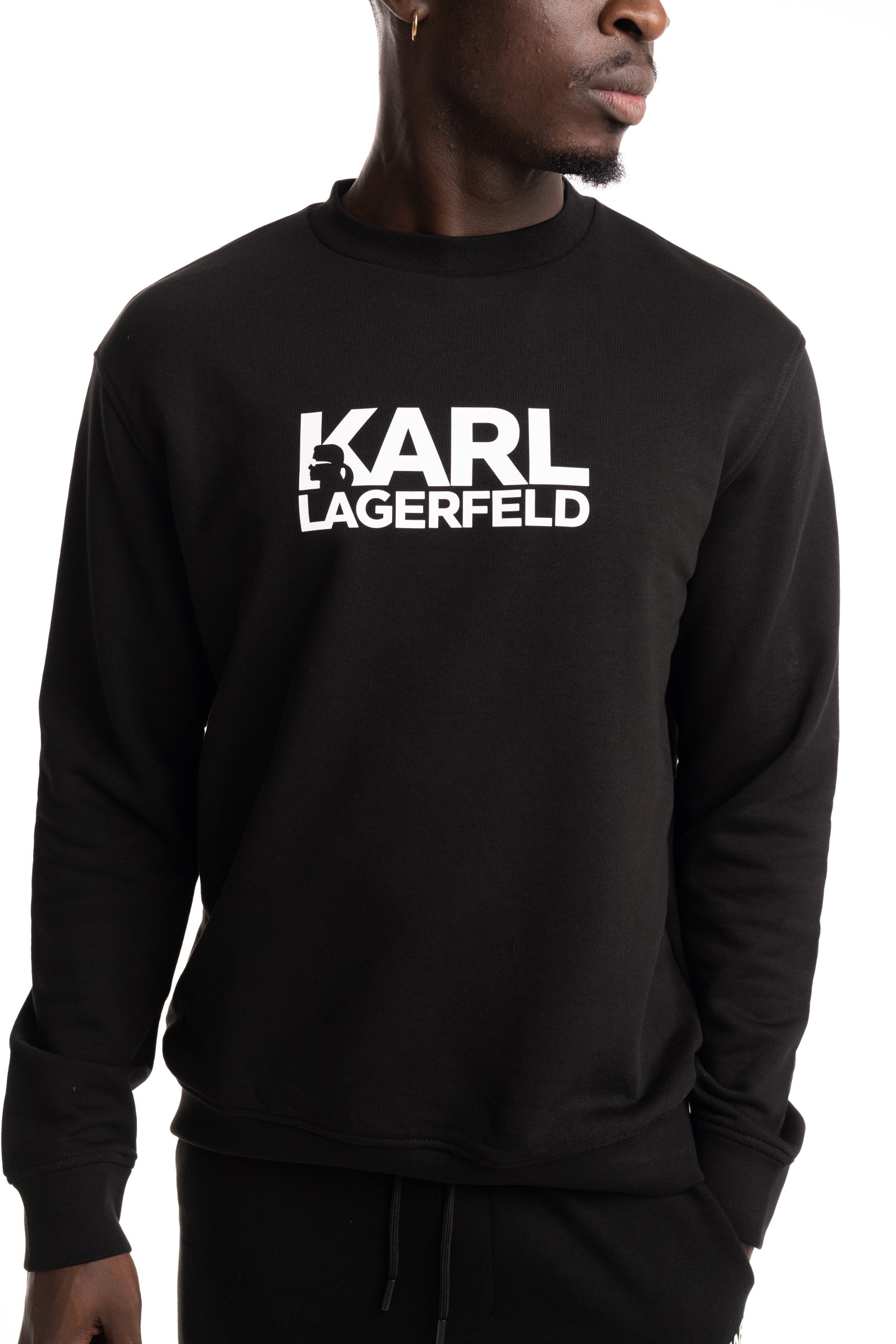 (Core) Karl Lagerfeld Mens Crewneck Sweater Black | 705780500917-990