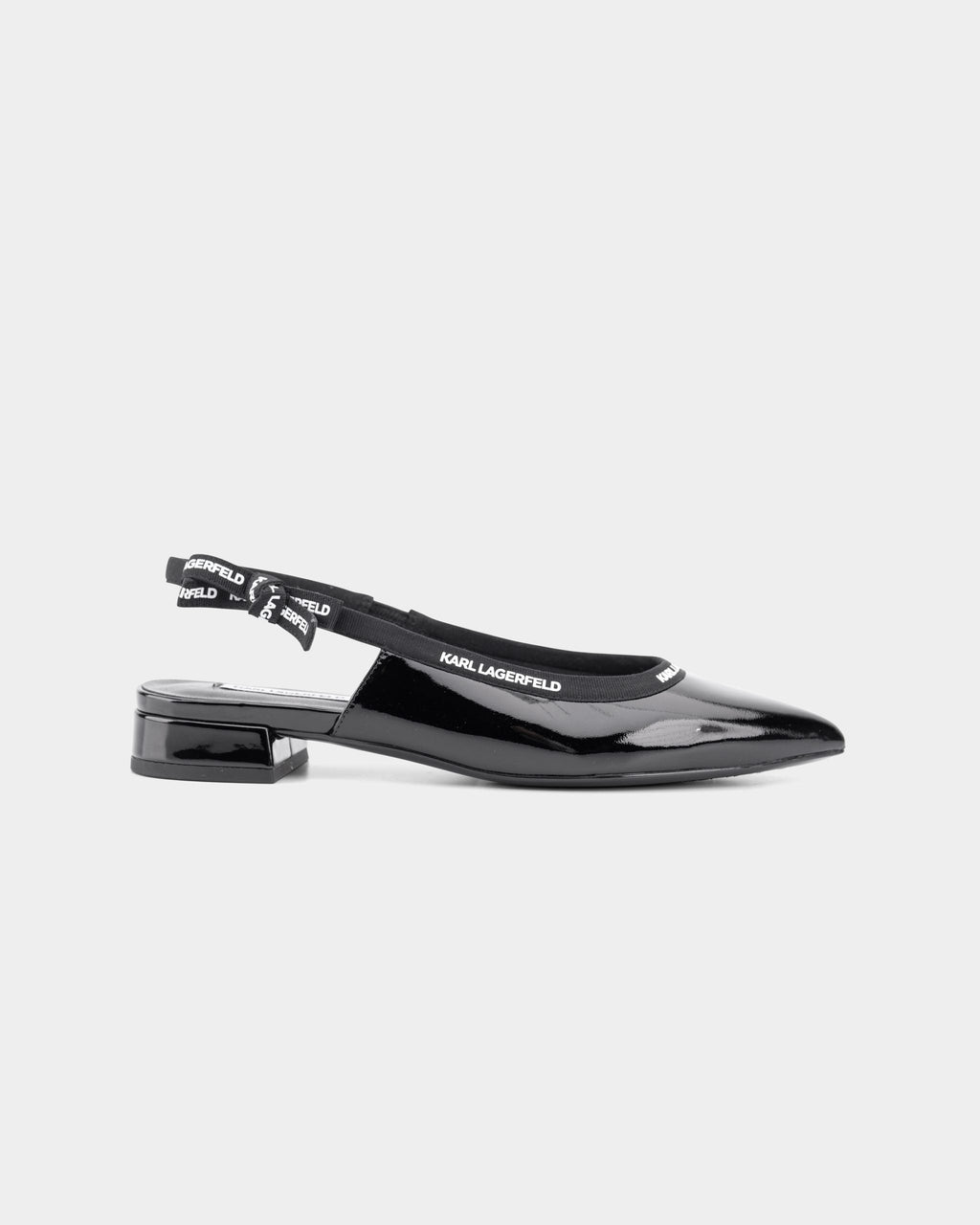 Karl  Lagerfeld Ladies Kerrie Ribbon Slingback Black Patent Lthr | KL40159-1BP