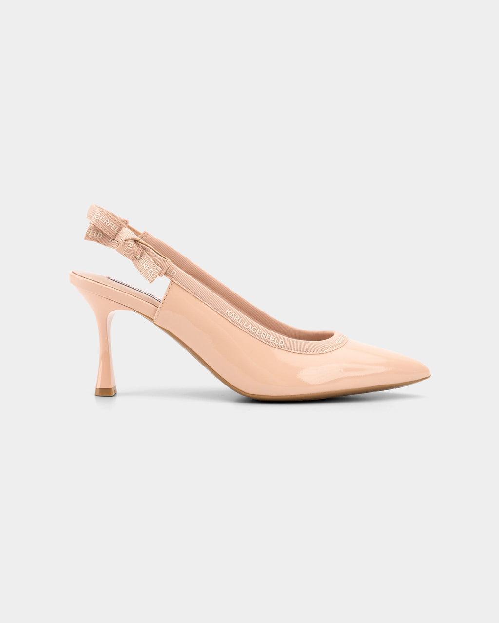 Karl Lagerfeld Ladies Sienna Ribbon Sling Nude Patent Lthr | KL32706-1NU