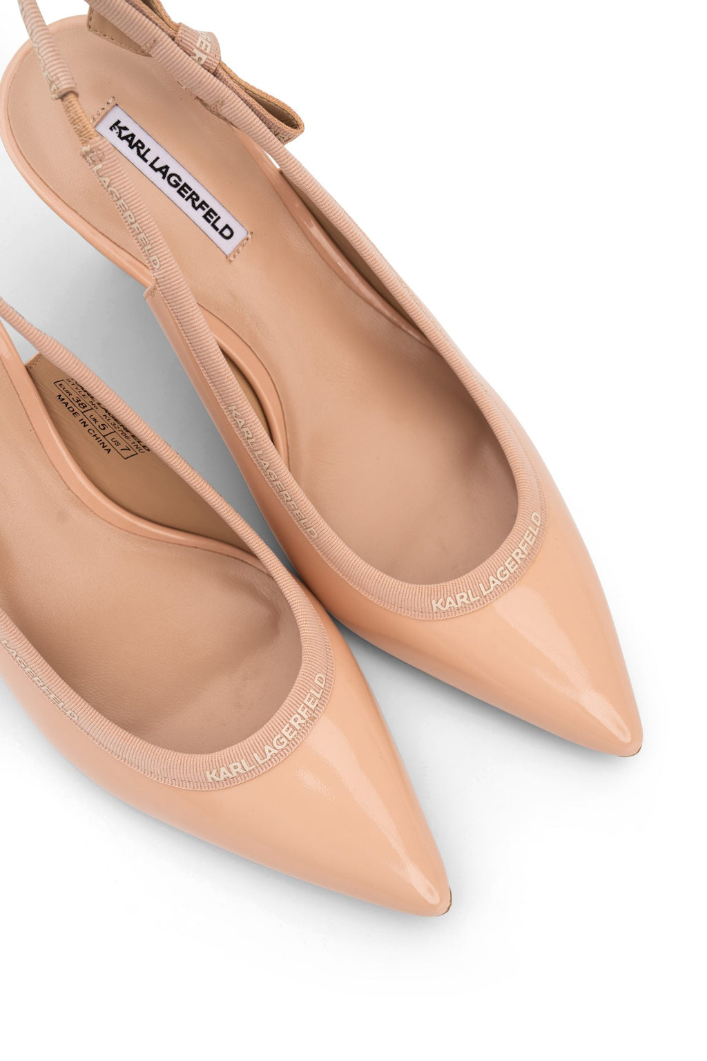 Karl Lagerfeld Ladies Sienna Ribbon Sling Nude Patent Lthr | KL32706-1NU