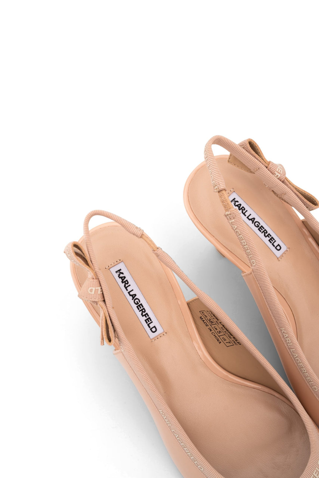 Karl Lagerfeld Ladies Sienna Ribbon Sling Nude Patent Lthr | KL32706-1NU