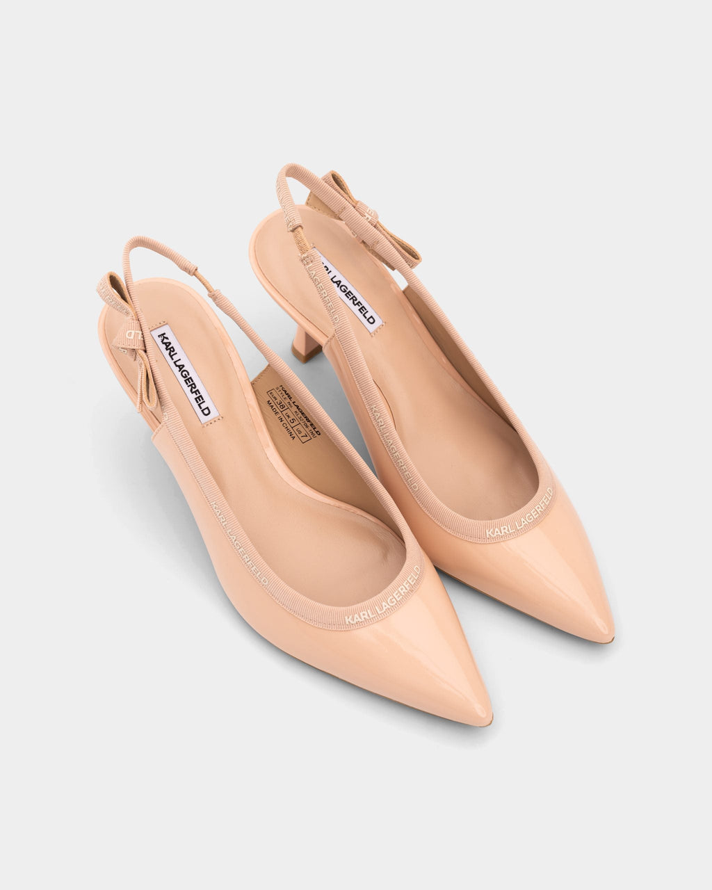 Karl Lagerfeld Ladies Sienna Ribbon Sling Nude Patent Lthr | KL32706-1NU