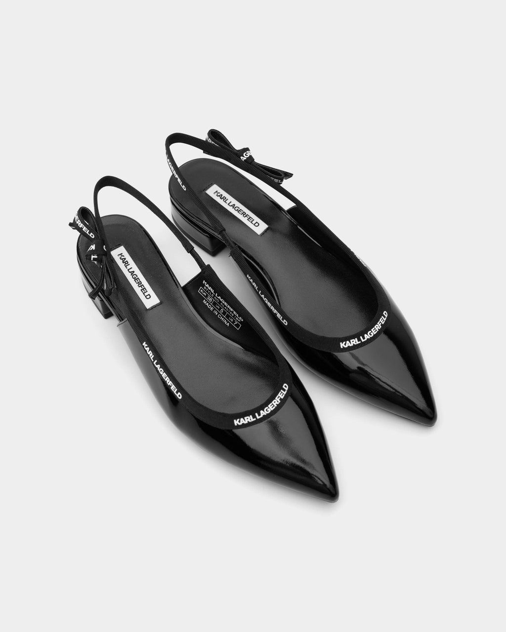 Karl  Lagerfeld Ladies Kerrie Ribbon Slingback Black Patent Lthr | KL40159-1BP