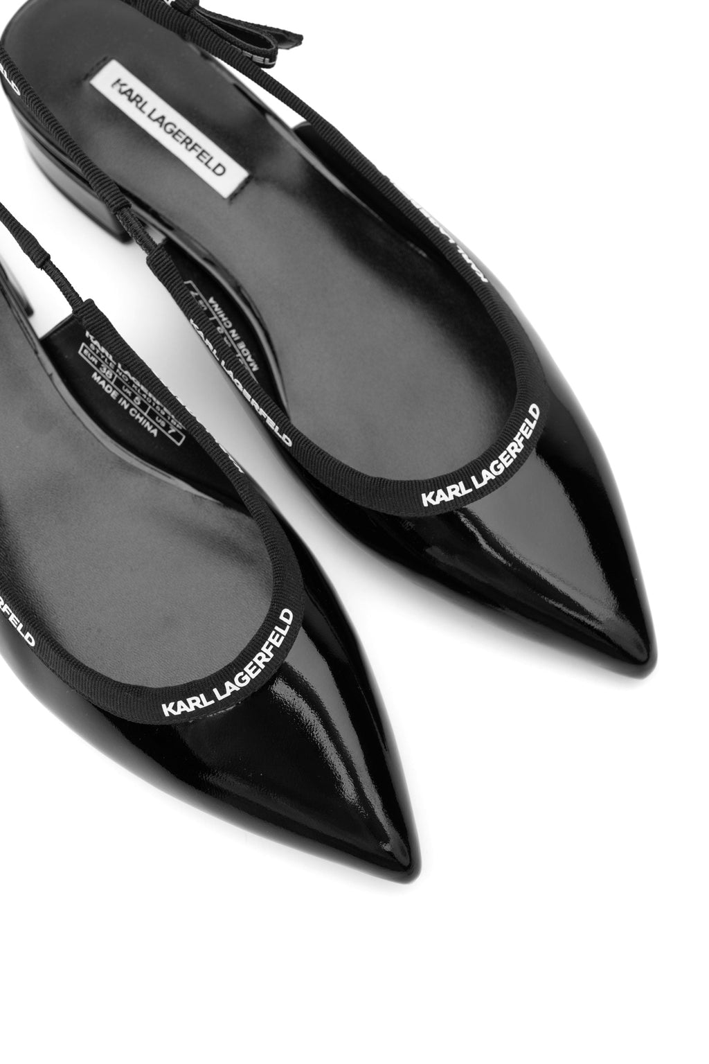 Karl  Lagerfeld Ladies Kerrie Ribbon Slingback Black Patent Lthr | KL40159-1BP