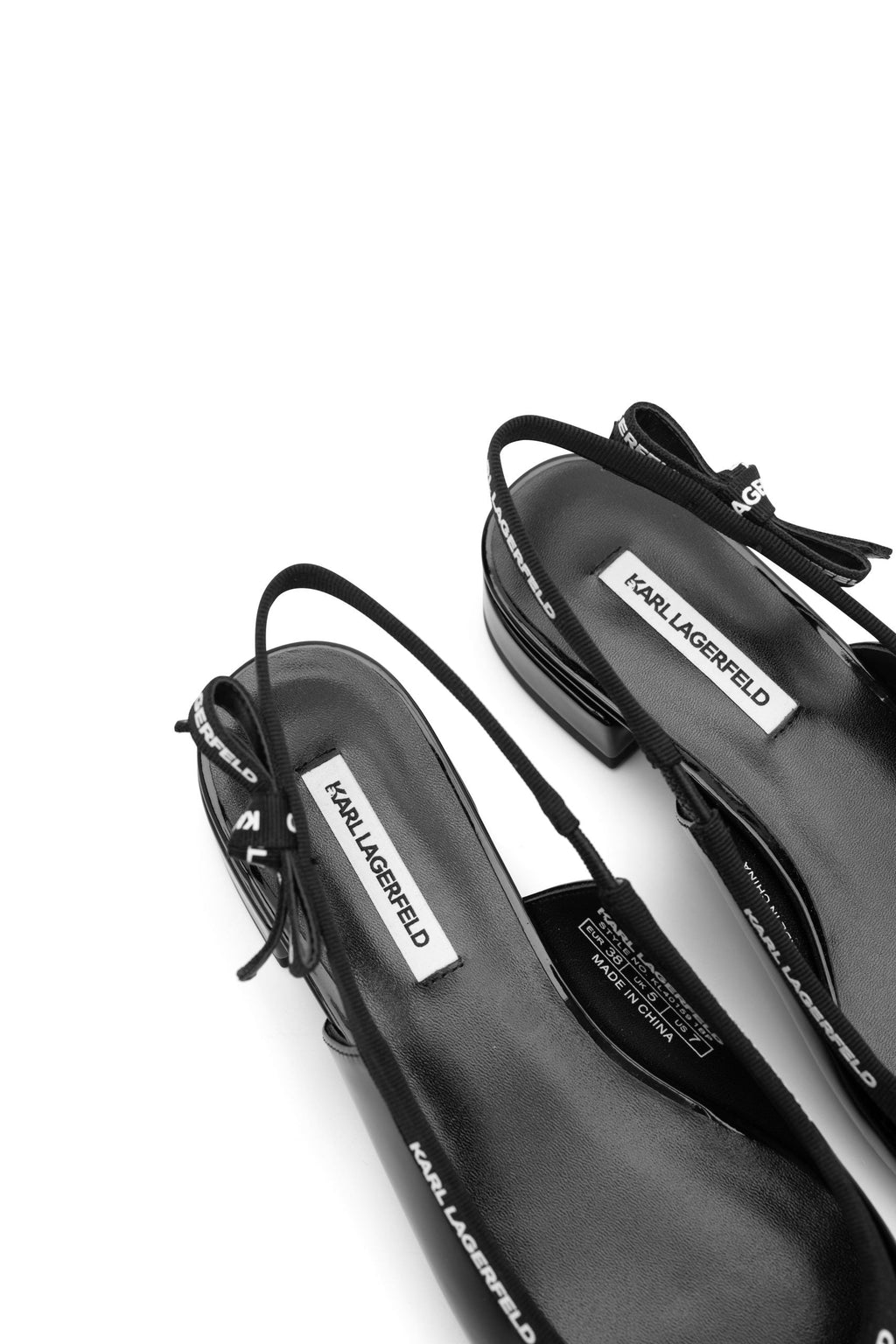 Karl  Lagerfeld Ladies Kerrie Ribbon Slingback Black Patent Lthr | KL40159-1BP