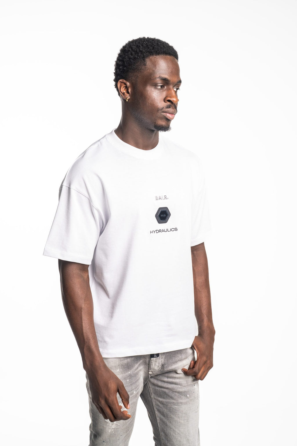 BALR Men's BALR X Hydraulics Metal Logo Box T Shirt | B1112.1396-Bright White
