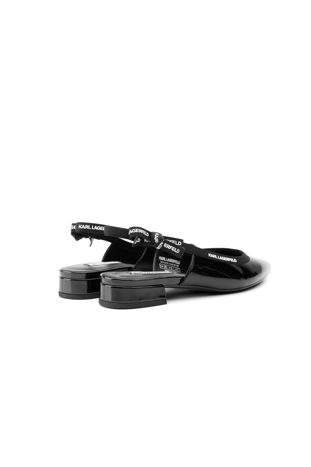 Karl  Lagerfeld Ladies Kerrie Ribbon Slingback Black Patent Lthr | KL40159-1BP