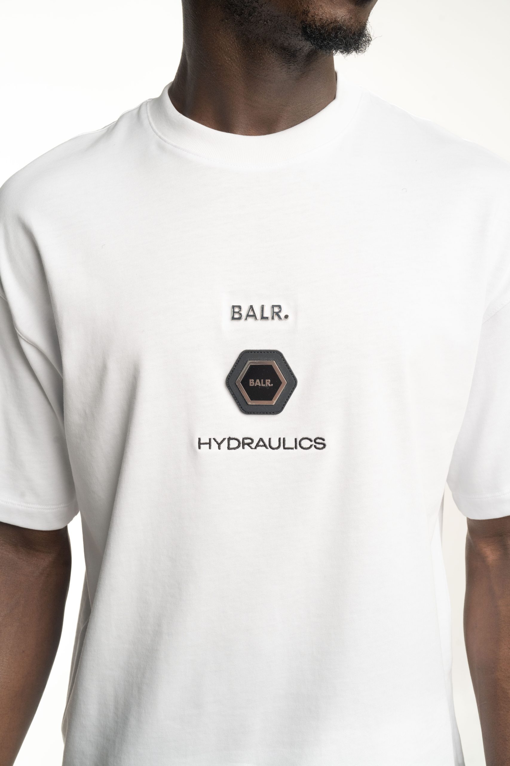 BALR Men's BALR X Hydraulics Metal Logo Box T Shirt | B1112.1396-Bright White