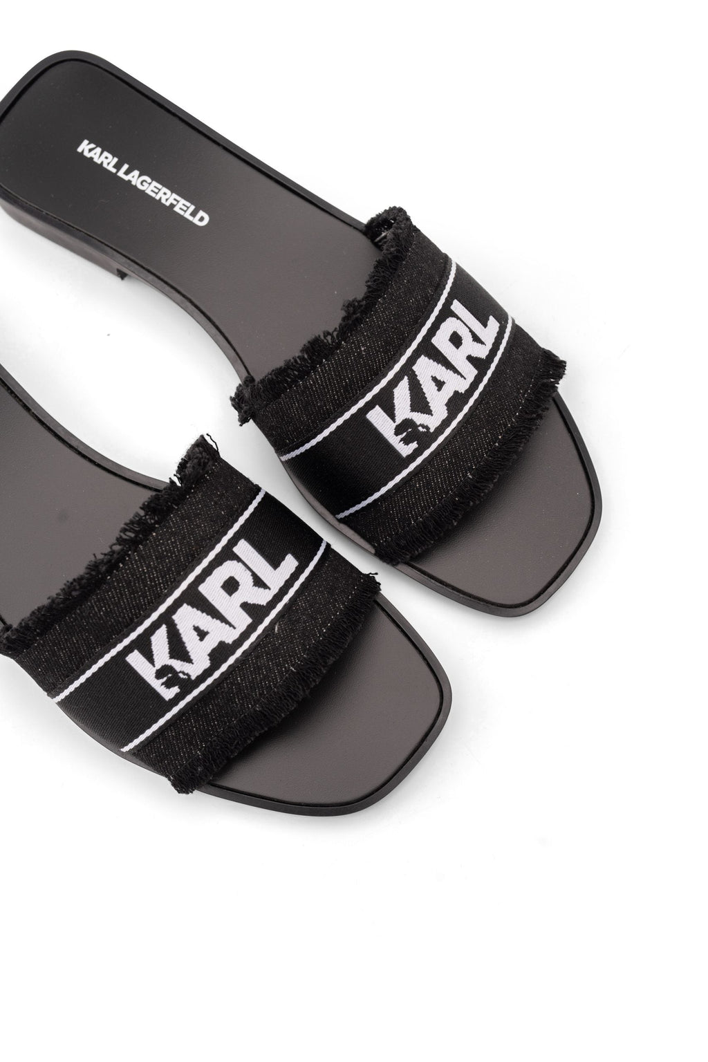 Karl Lagerfeld Ladies Skoot II Border Slide Black Canvas KL80411 900