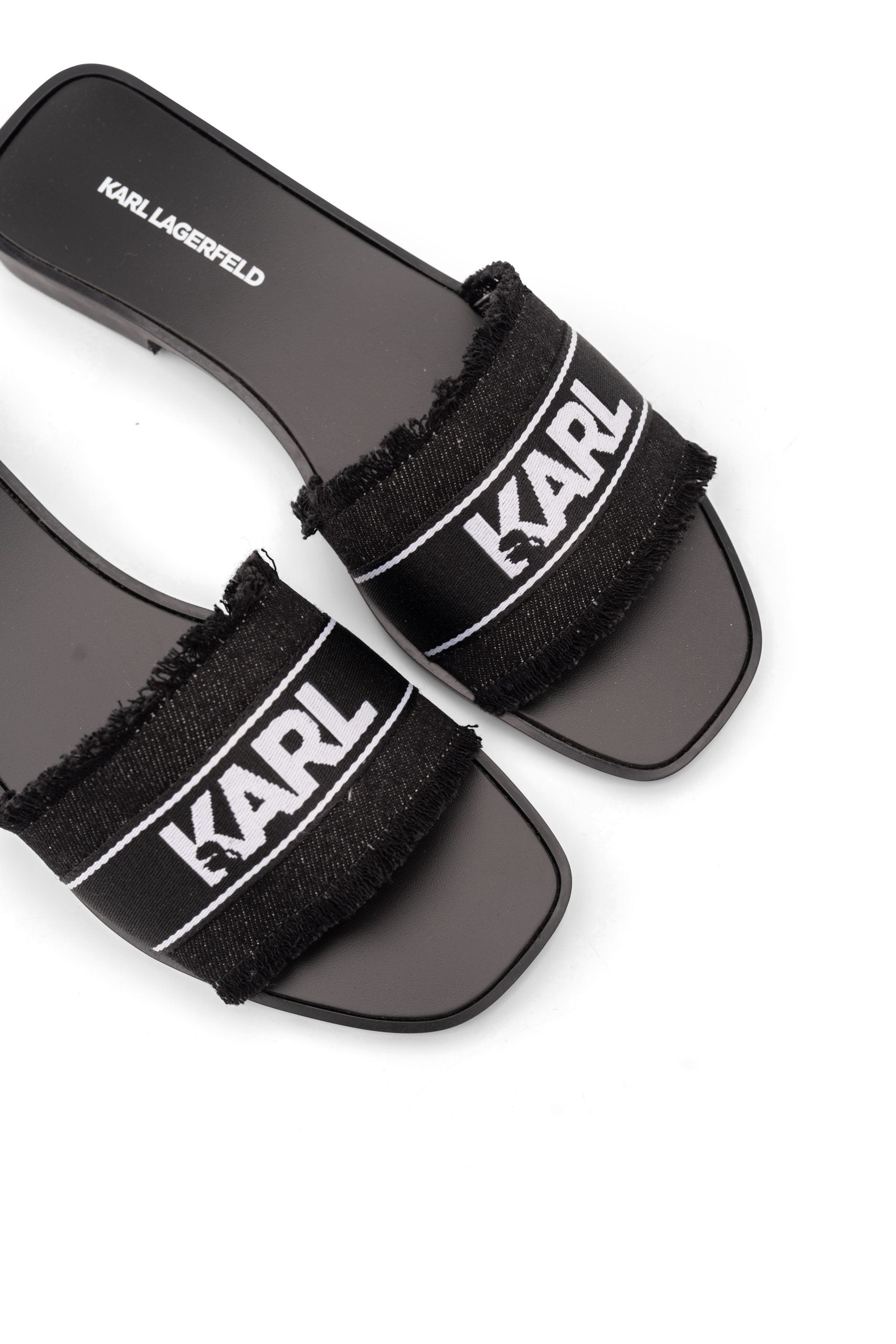 Karl Lagerfeld Ladies Skoot II Border Slide Black Canvas KL80411 900