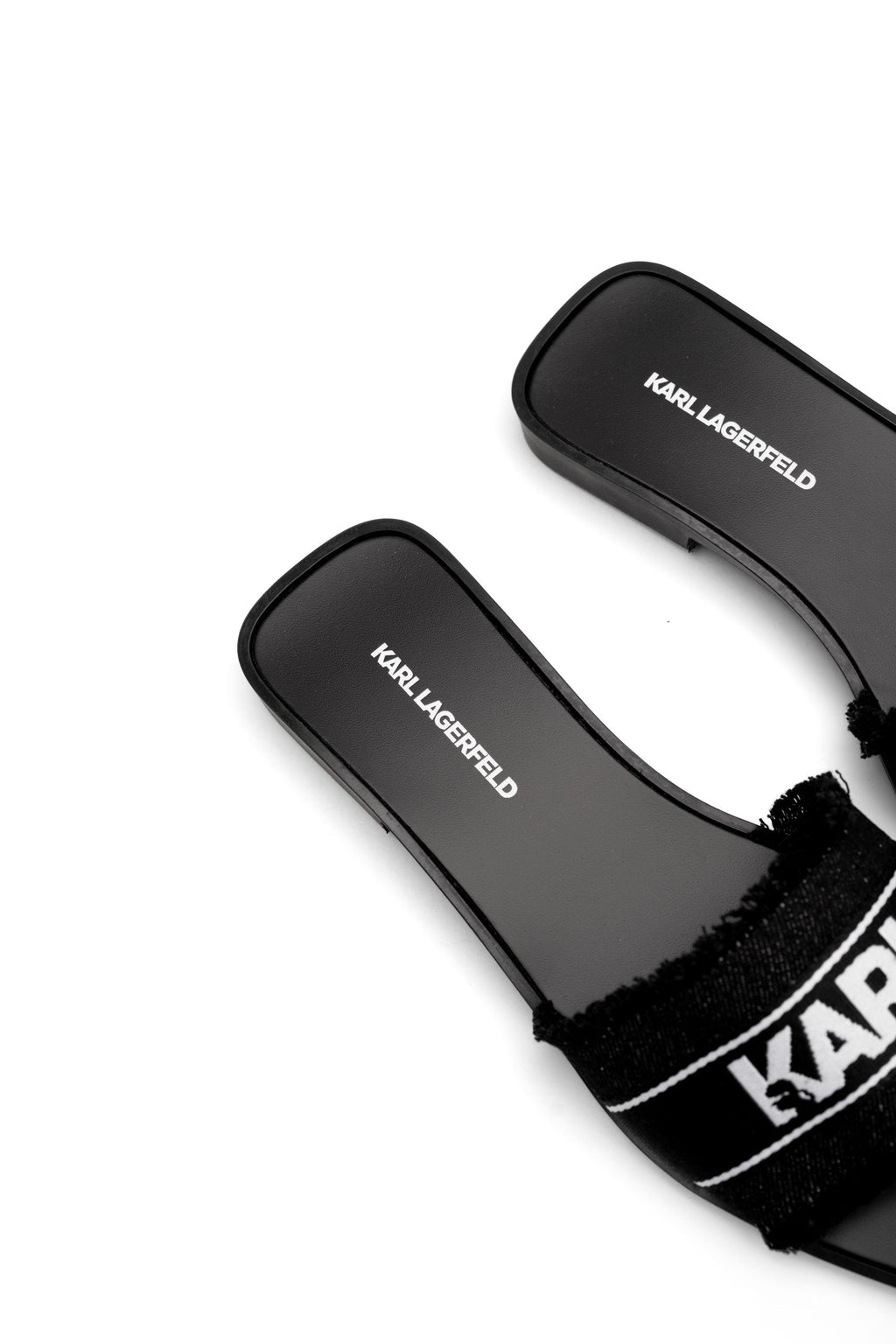 Karl Lagerfeld Ladies Skoot II Border Slide Black Canvas KL80411 900