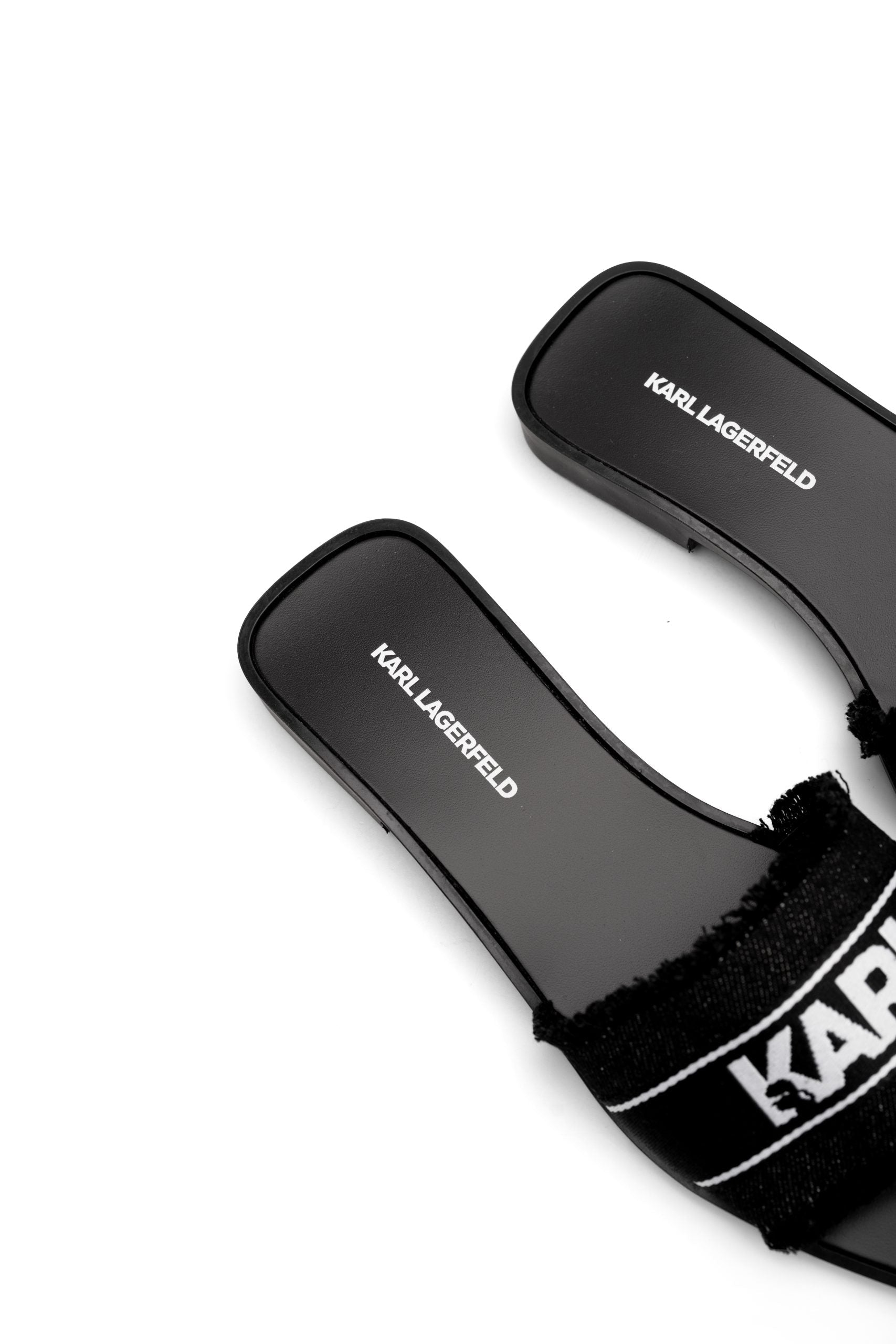 Karl Lagerfeld Ladies Skoot II Border Slide Black Canvas KL80411 900