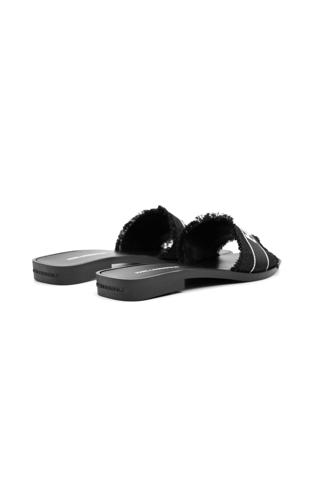 Karl Lagerfeld Ladies Skoot II Border Slide Black Canvas KL80411 900