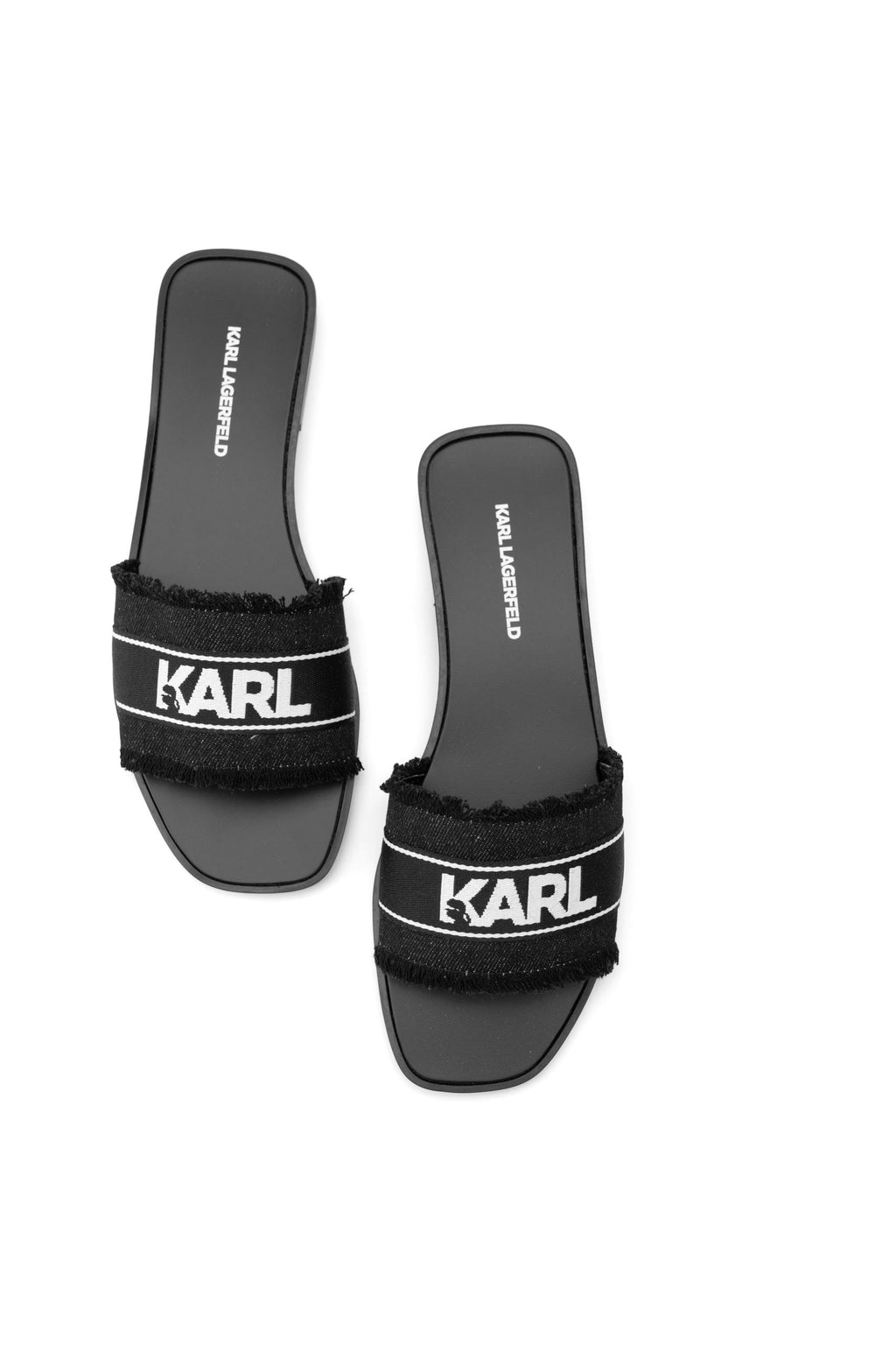 Karl Lagerfeld Ladies Skoot II Border Slide Black Canvas KL80411 900