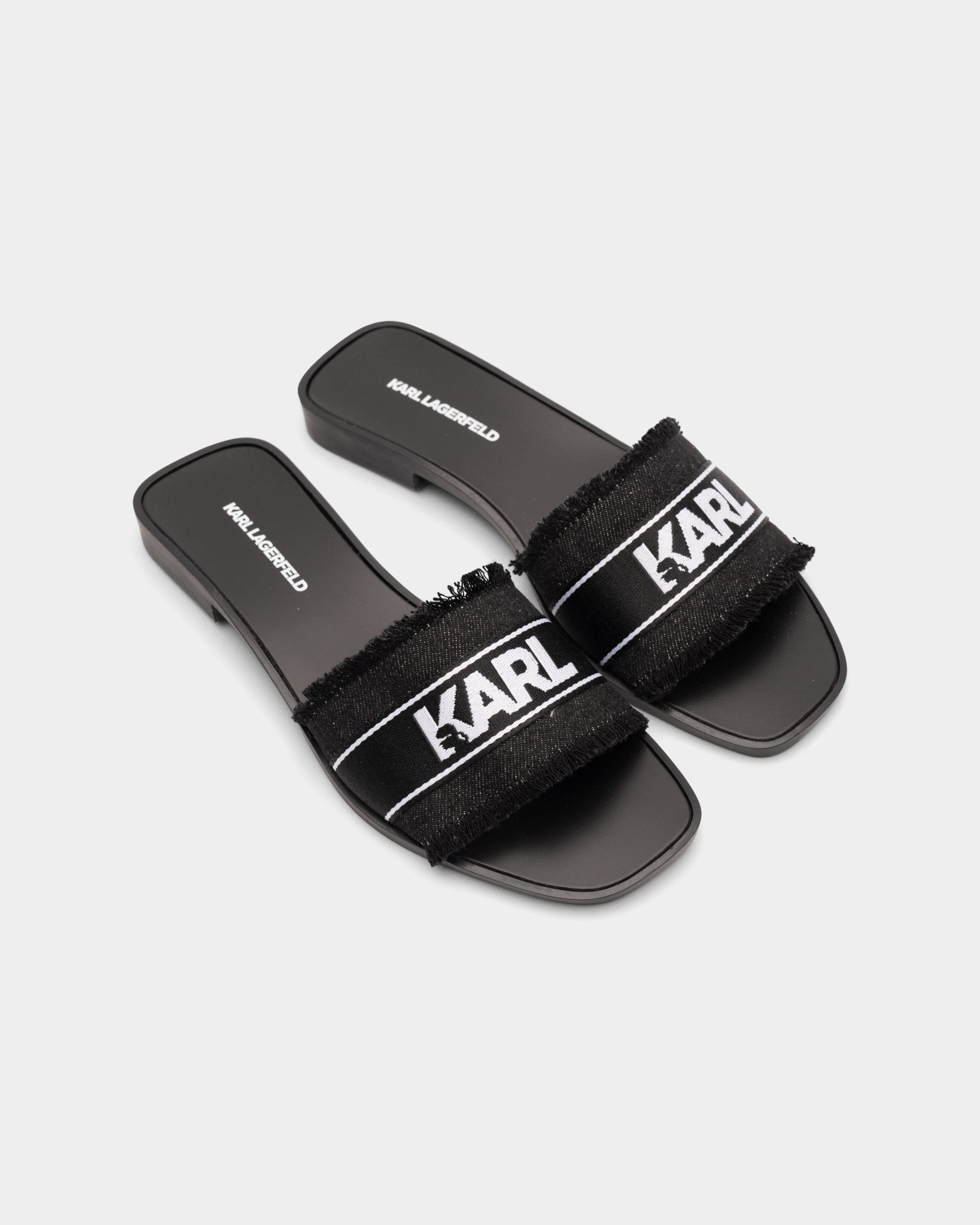 Karl Lagerfeld Ladies Skoot II Border Slide Black Canvas KL80411 900