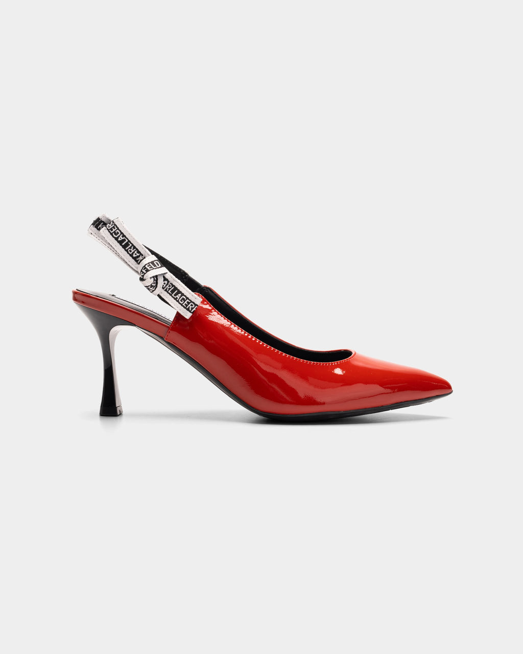 Karl Lagerfeld Ladies Sienna Ribbon Sling Back Brick Red Text Lthr | KL32708A-1DB