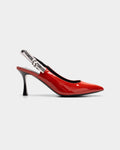 Karl Lagerfeld Ladies Sienna Ribbon Sling Back Brick Red Text Lthr | KL32708A-1DB