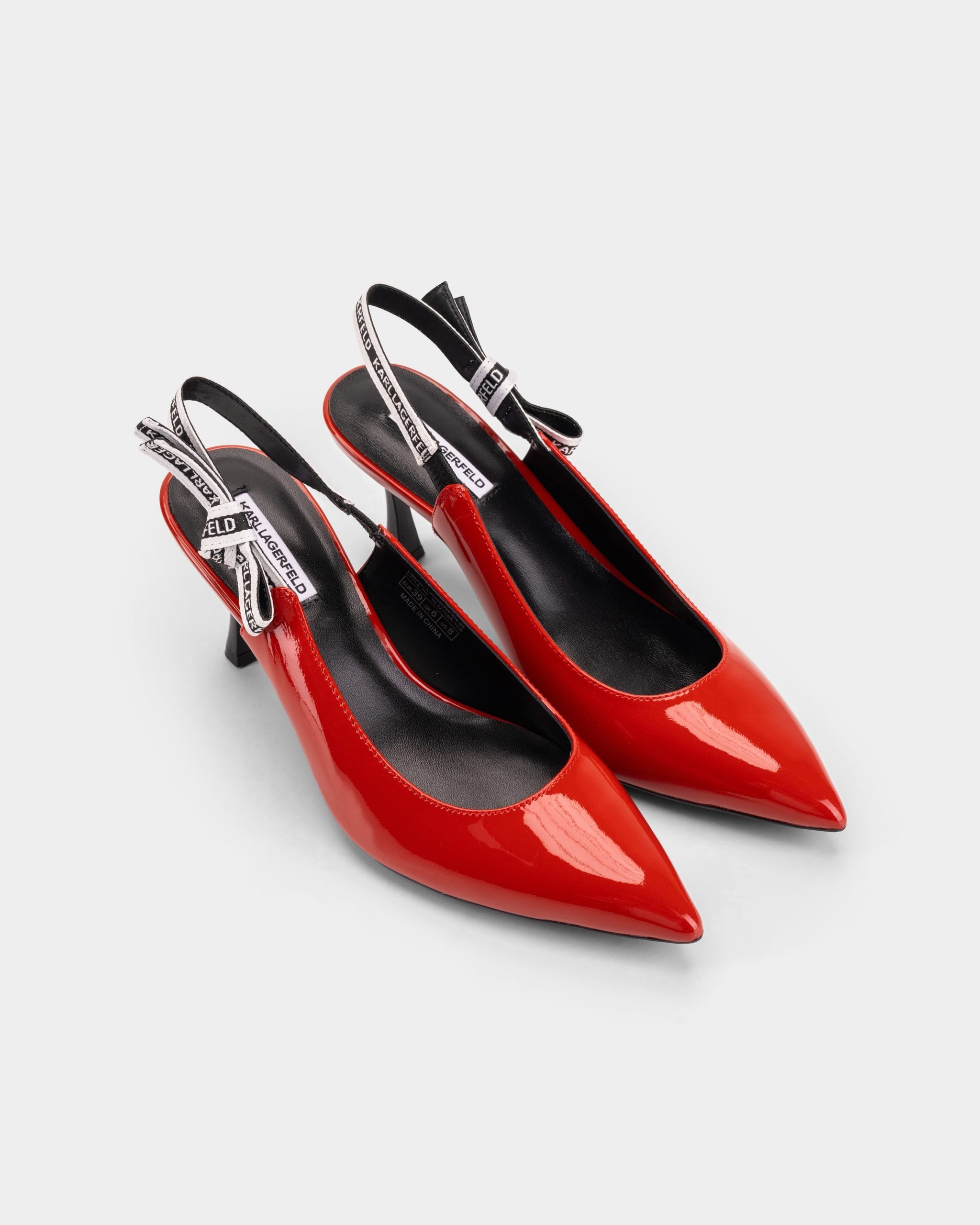 Karl Lagerfeld Ladies Sienna Ribbon Sling Back Brick Red Text Lthr | KL32708A-1DB