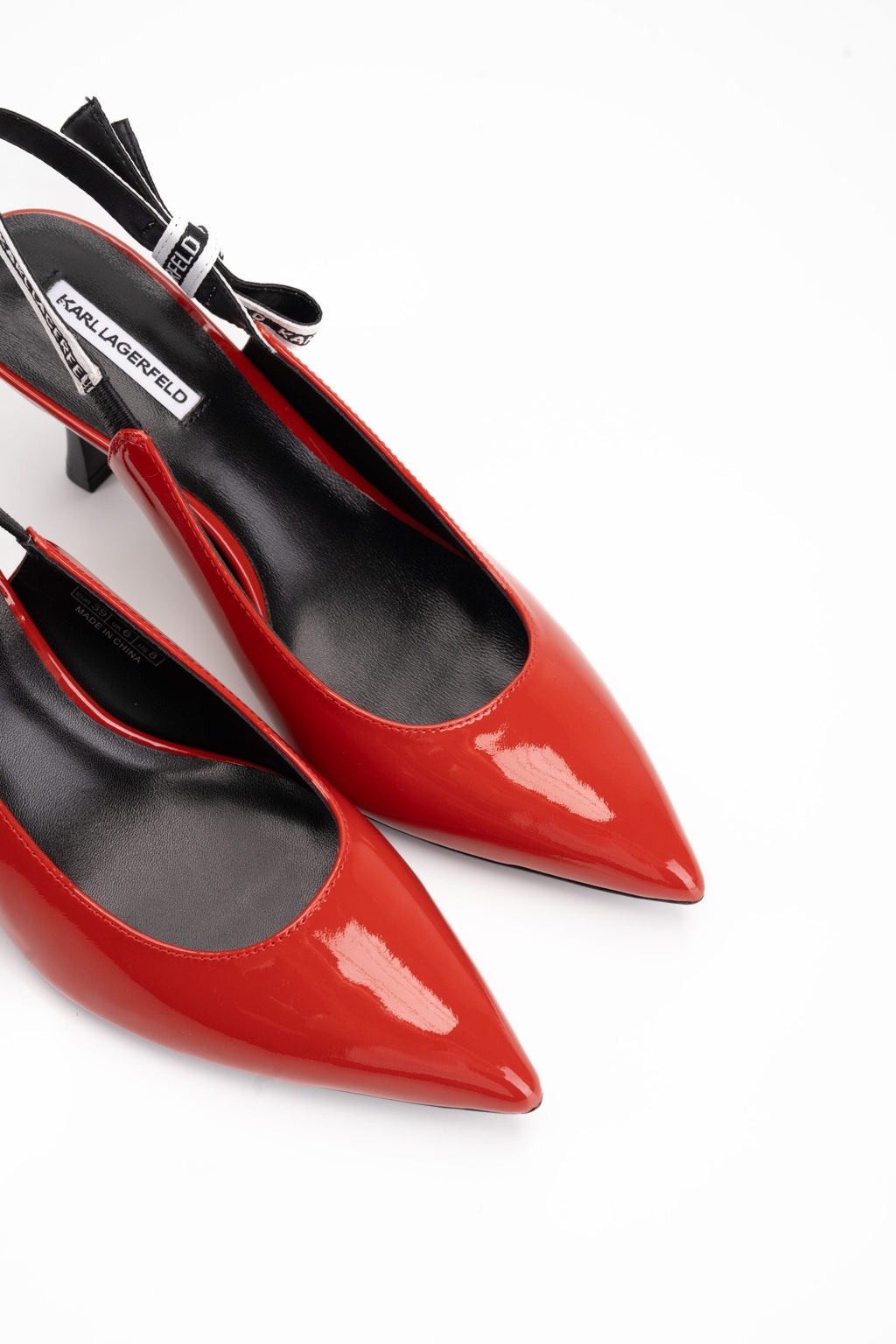 Karl Lagerfeld Ladies Sienna Ribbon Sling Back Brick Red Text Lthr | KL32708A-1DB