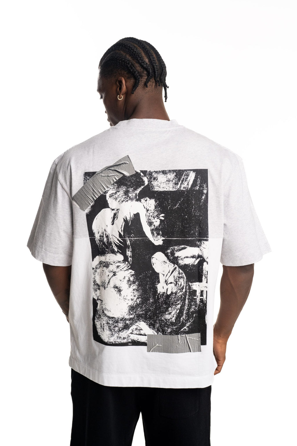 Off White Men's Cupid Tape Raglan SS Tee | A16EF5J0040110-White/Black