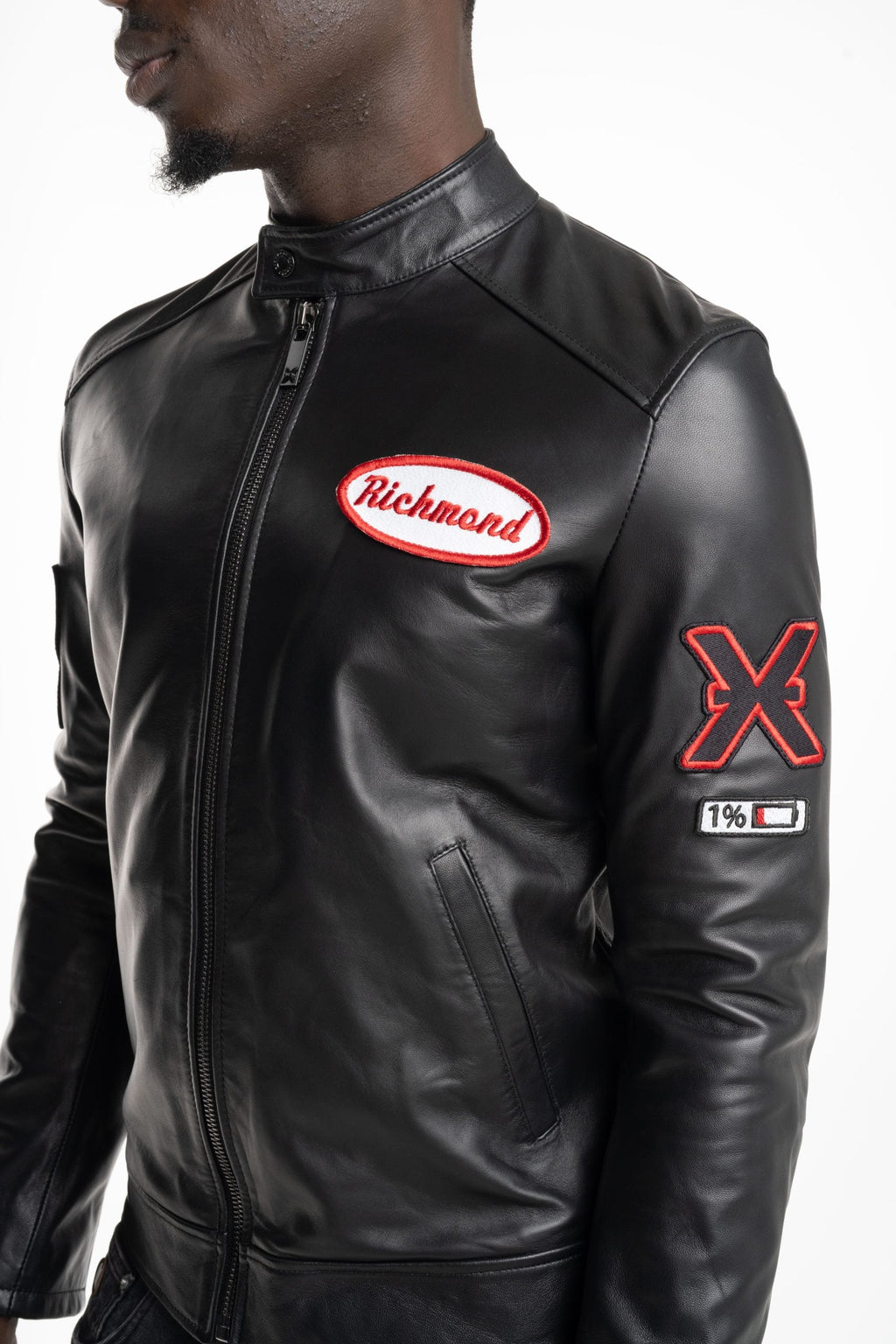 John Richmond Men's Real Leather Bomber Mavis | UMA25453GB3C-Black