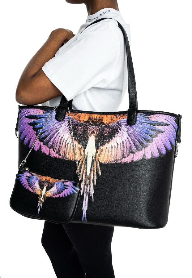 County of Milan Shopping Bag Black/Orange Wings | COMAS260454