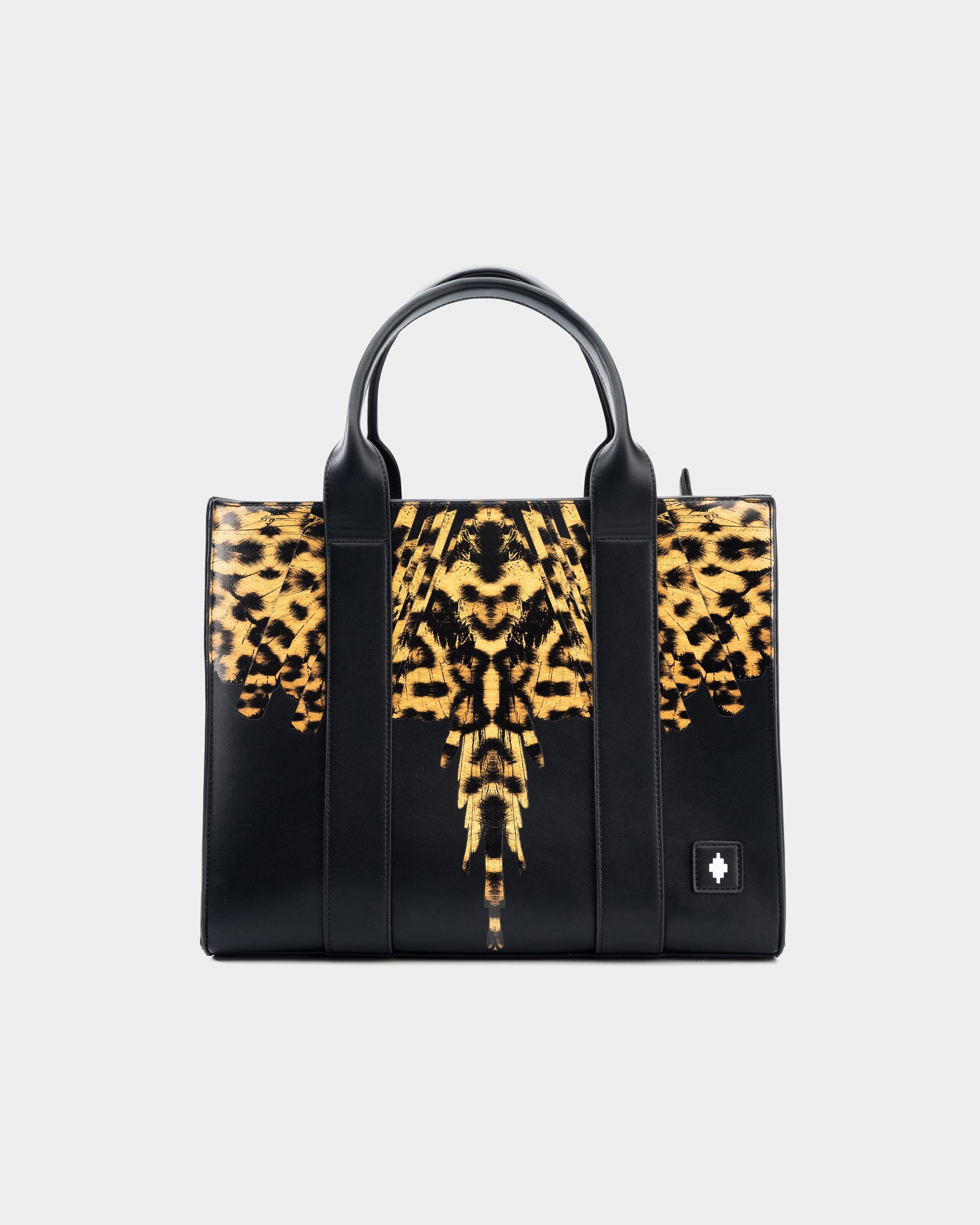 County of Milan Medium Tote Bag Black/Leopard Wings | COMAS260446