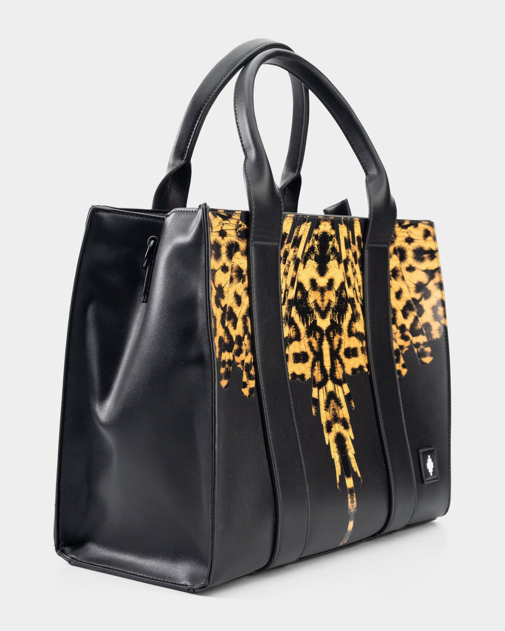 County of Milan Medium Tote Bag Black/Leopard Wings | COMAS260446