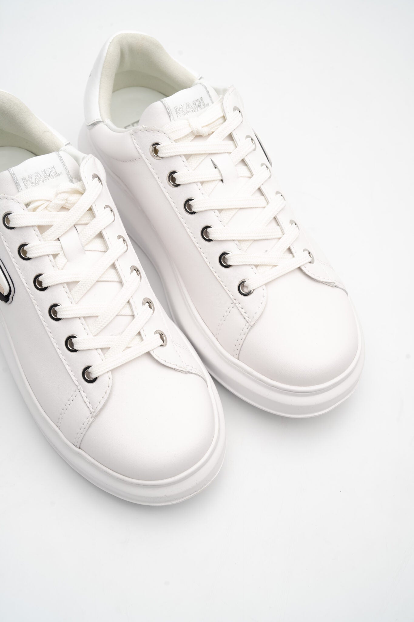 (Core) Karl Lagerfeld Ladies Kapri NFT Lo Lace White Lthr/ Mono KL62530N 01W