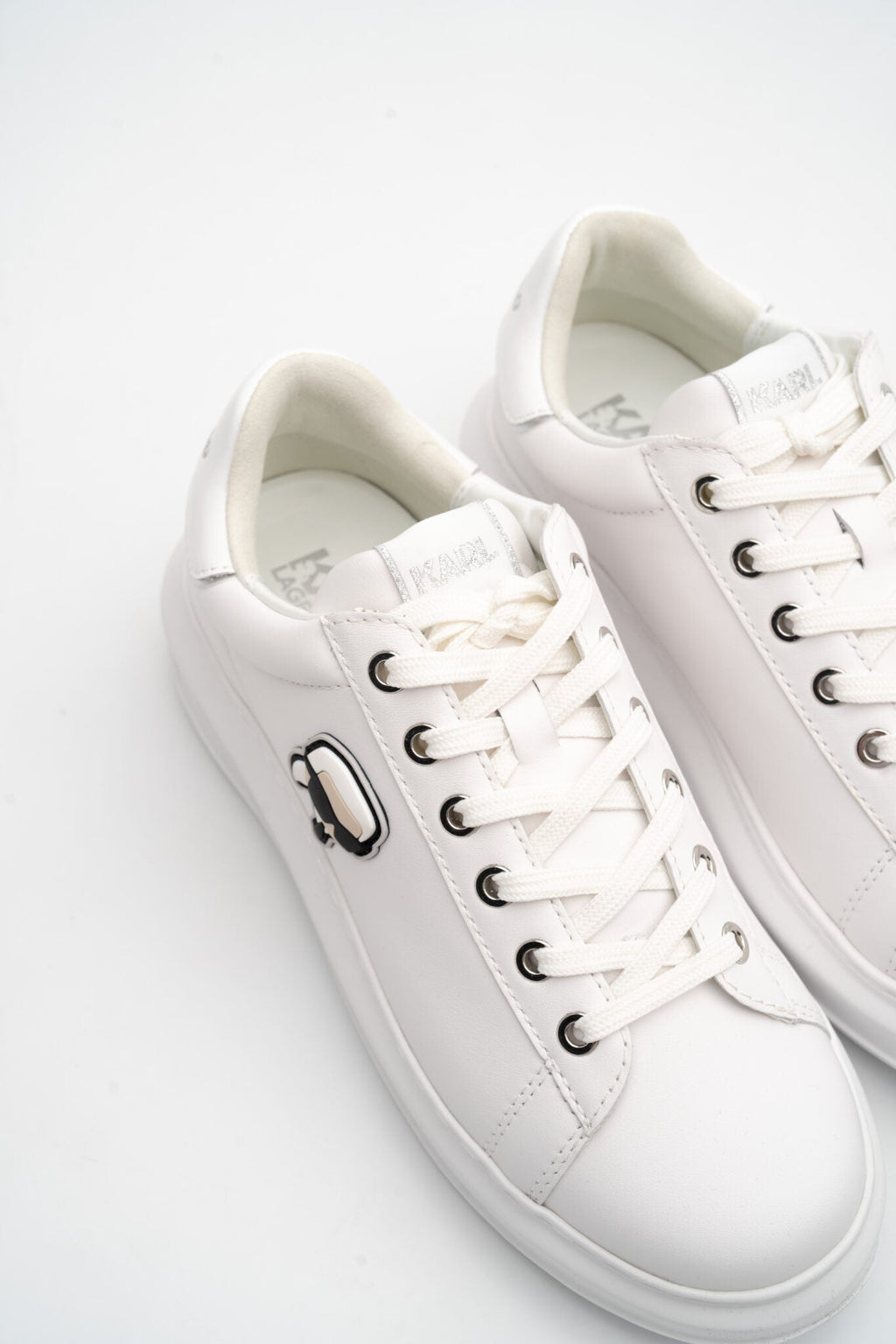 (Core) Karl Lagerfeld Ladies Kapri NFT Lo Lace White Lthr/ Mono KL62530N 01W