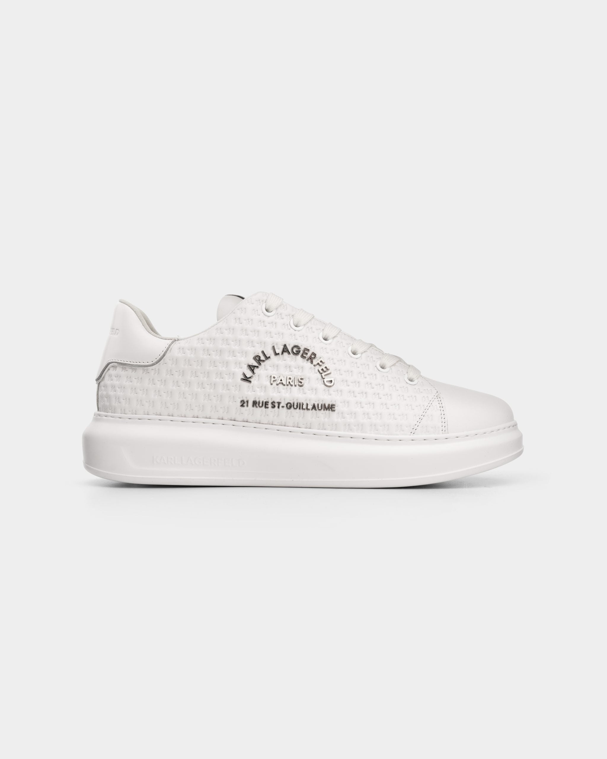 Karl Lagerfeld Men's Kapri KL Microgram Lo White Lthr | KL52536K-011