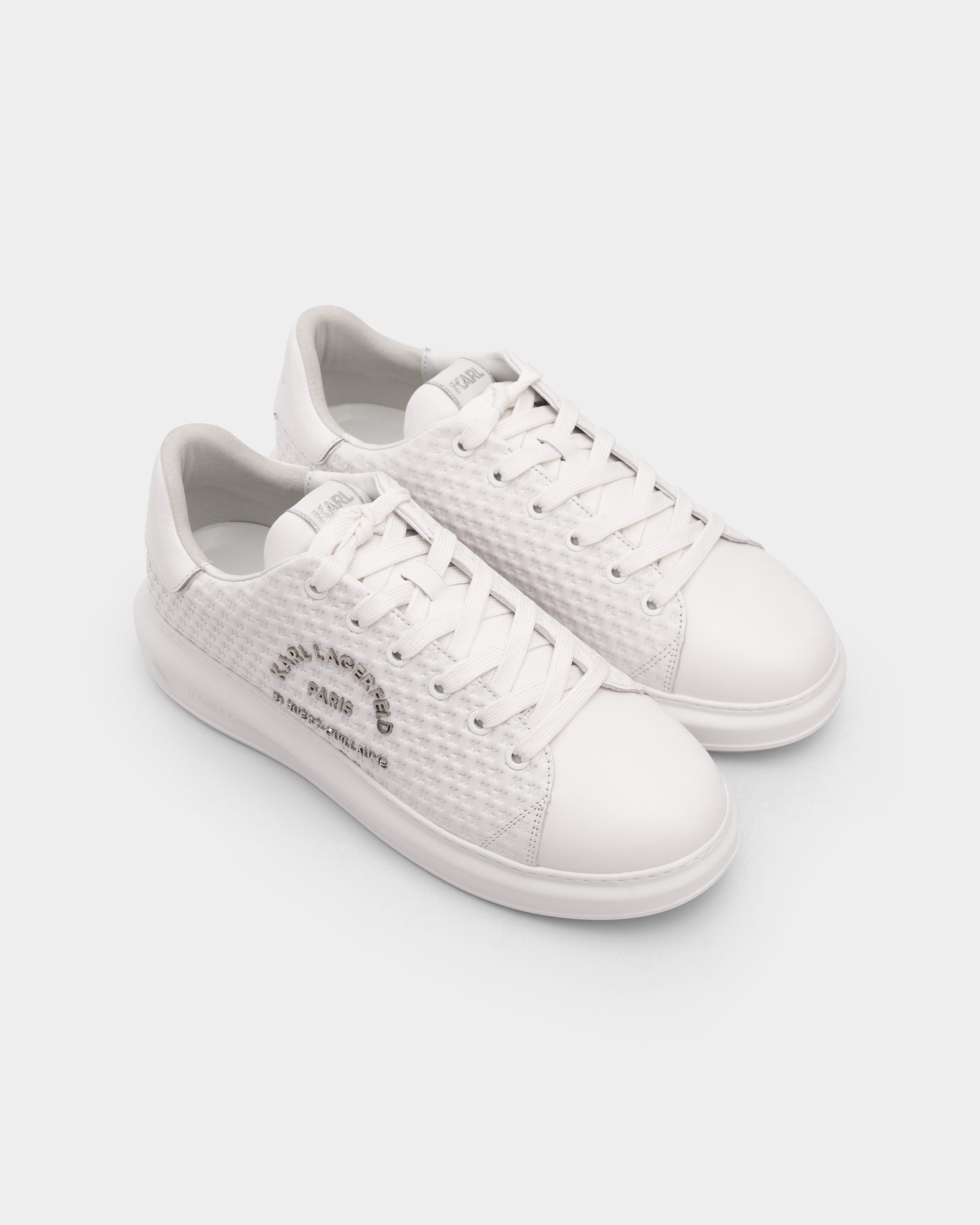 Karl Lagerfeld Men's Kapri KL Microgram Lo White Lthr | KL52536K-011