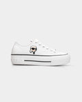 Karl Lagerfeld Ladies Kampus Max NFT Twin Patch Lo White Lthr KL60425T 011