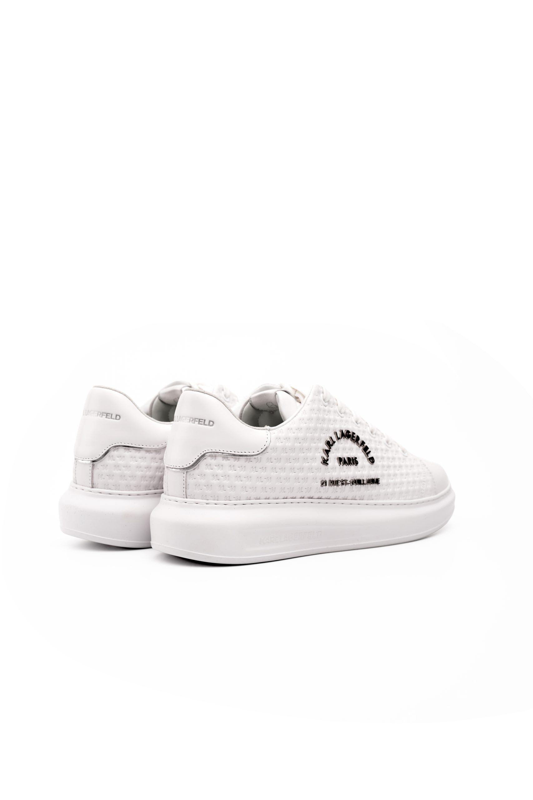 Karl Lagerfeld Men's Kapri KL Microgram Lo White Lthr | KL52536K-011