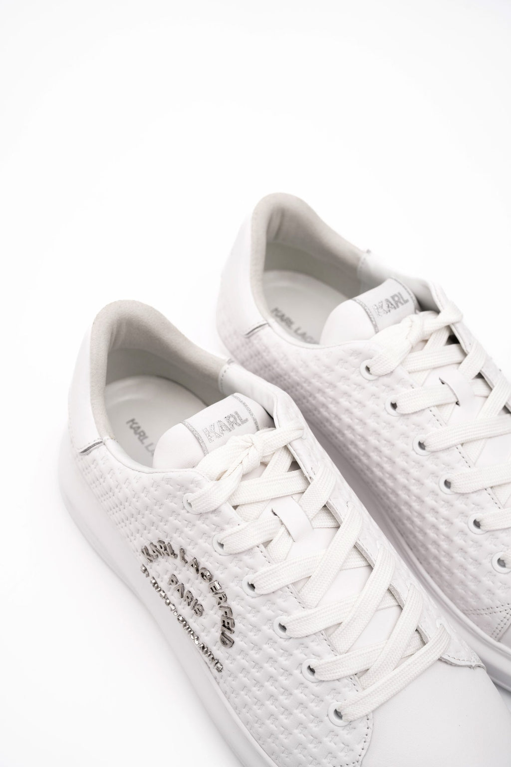 Karl Lagerfeld Men's Kapri KL Microgram Lo White Lthr | KL52536K-011