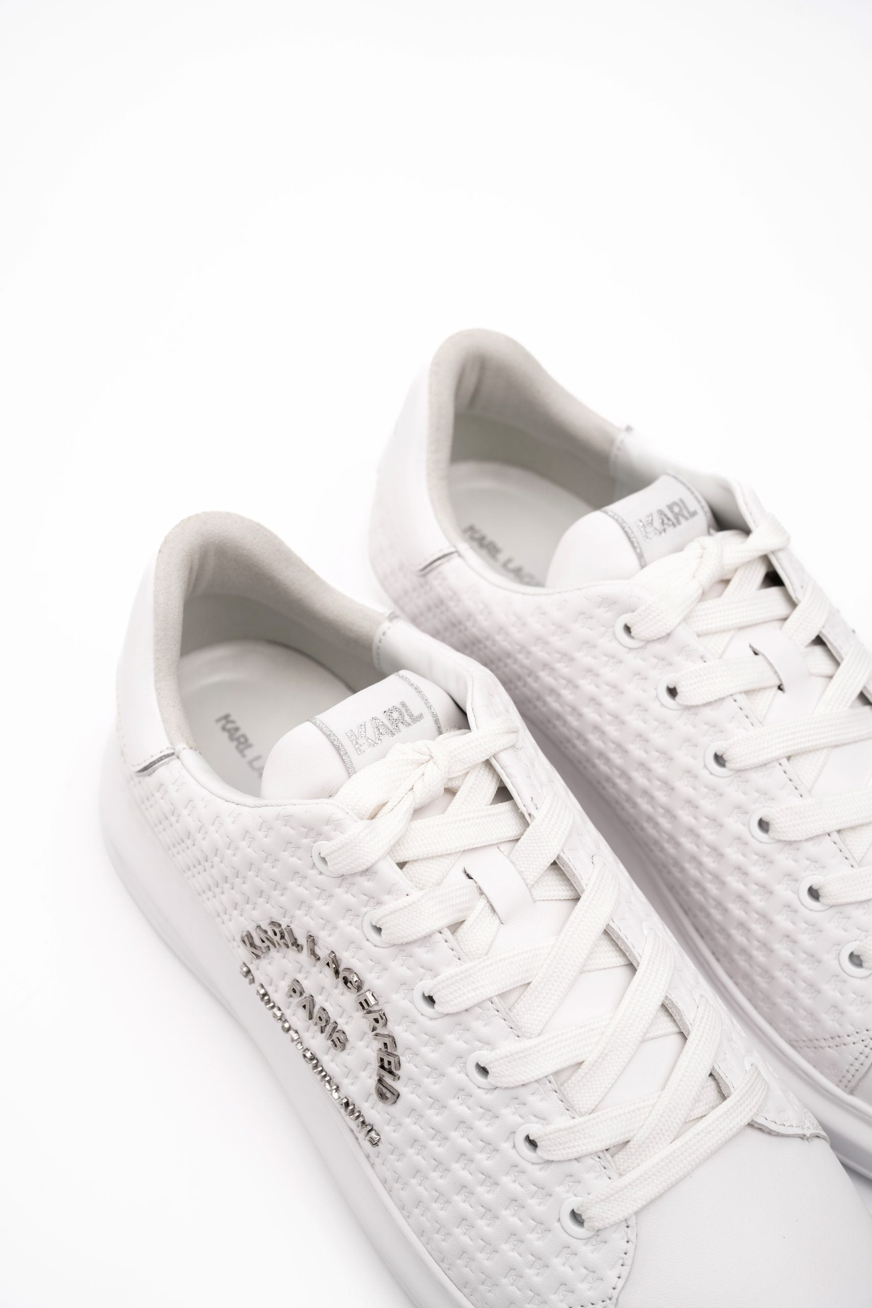 Karl Lagerfeld Men's Kapri KL Microgram Lo White Lthr | KL52536K-011