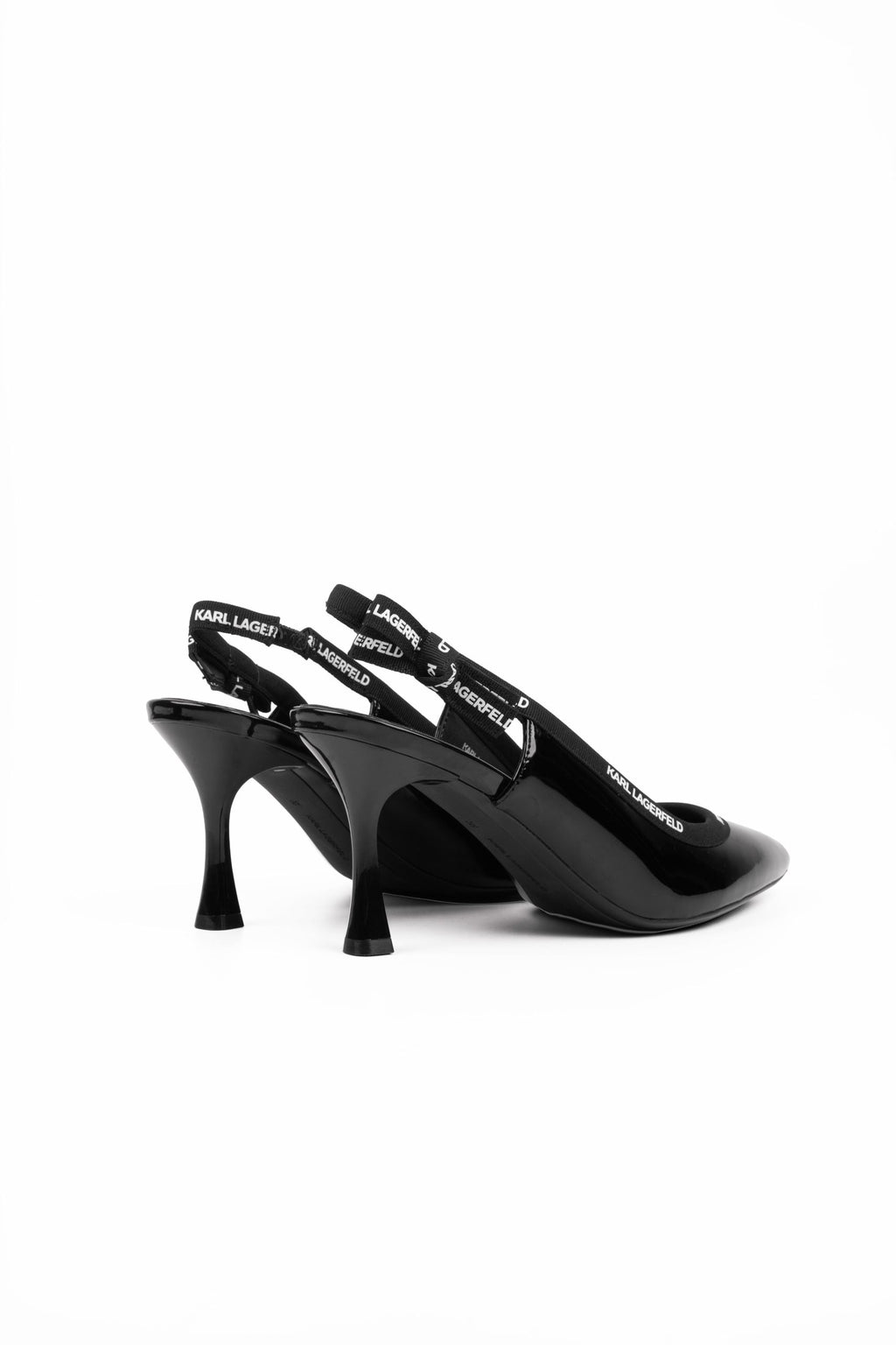 Karl Lagerfeld Ladies Sienna Ribbon Sling Black Patent Lthr | KL32706-1BP